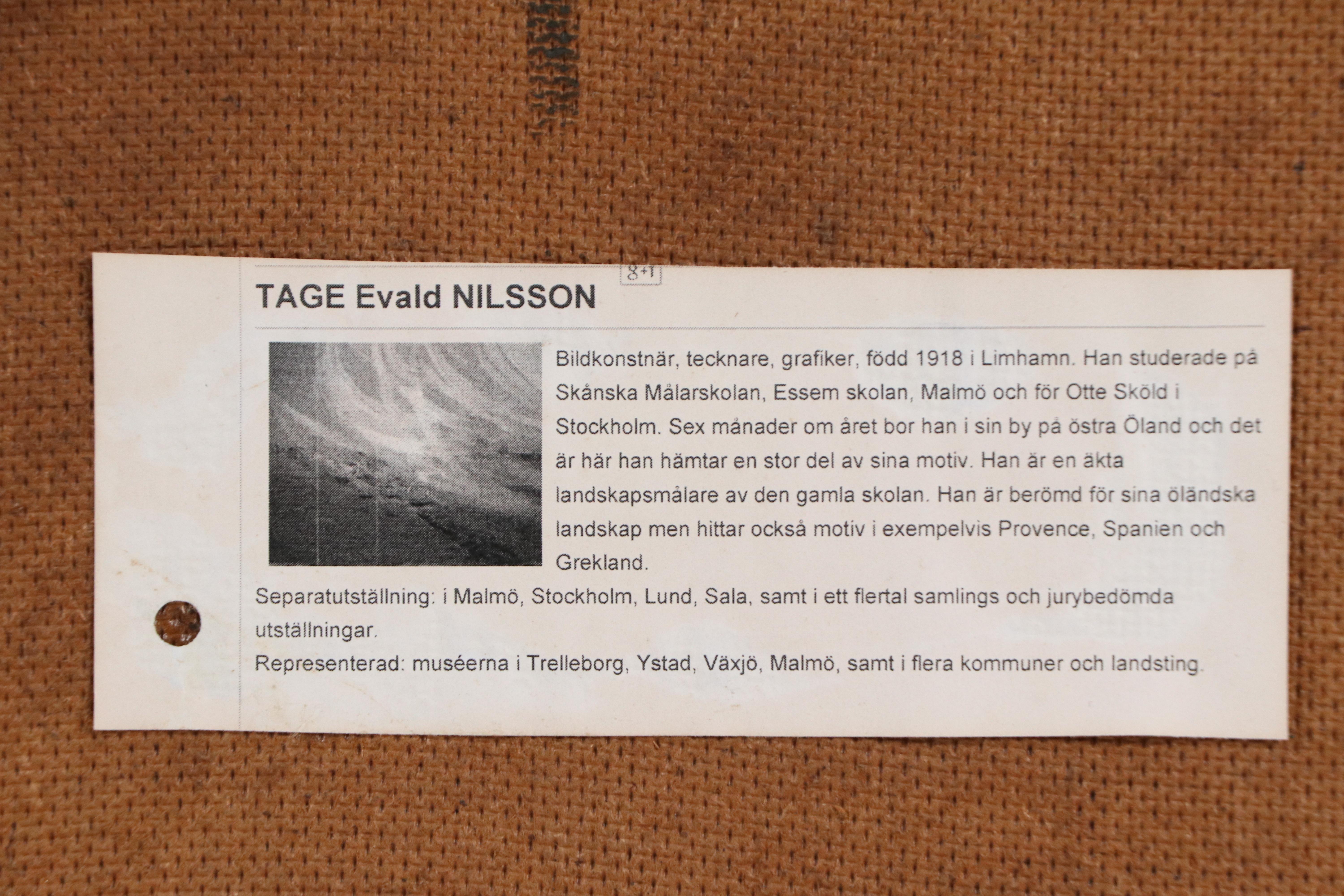 Tage Evald Nilsson Oil Painting of Docked Canoe, Mid-20th Century