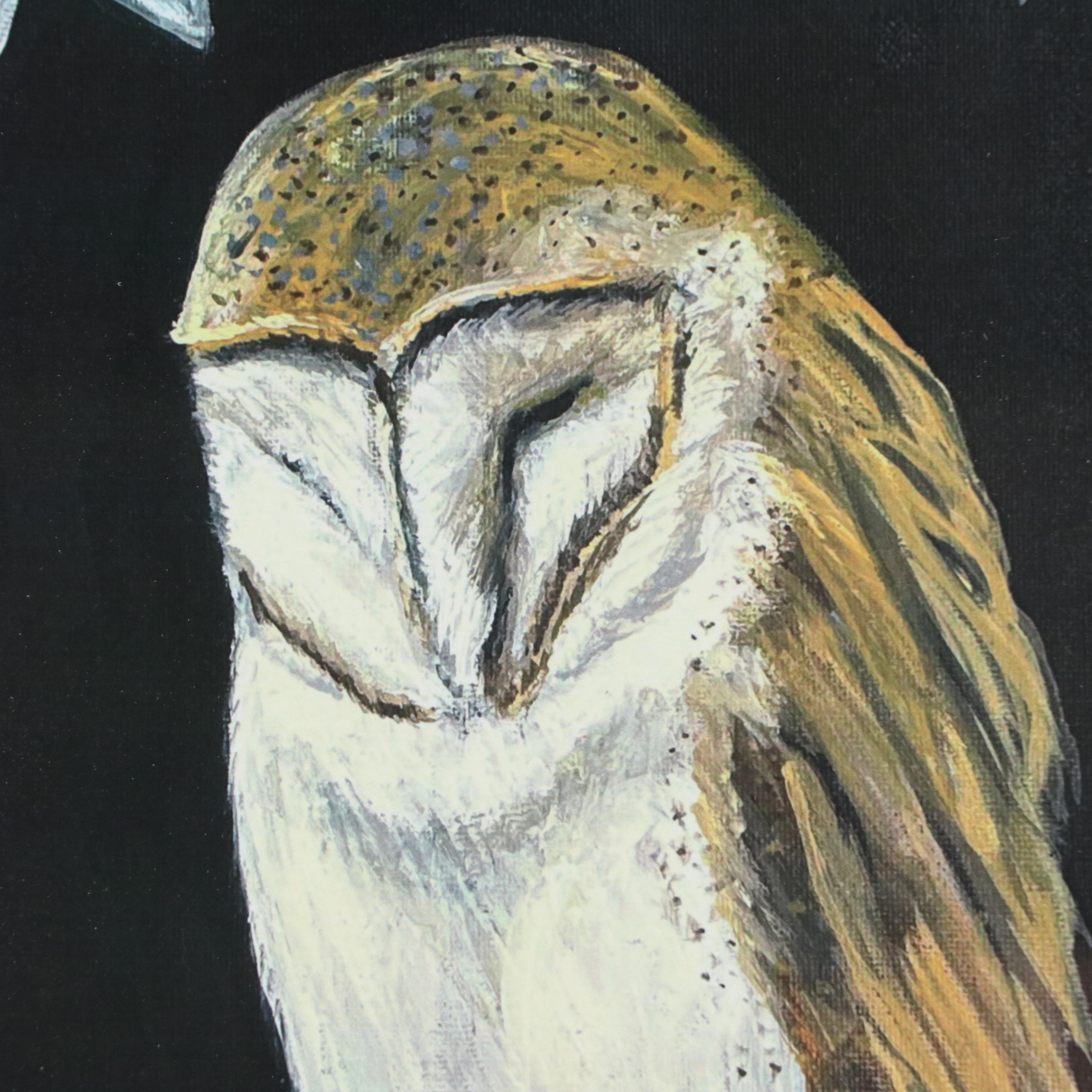 Joanne Young Offset Lithograph "Barn Owl," Late 20th Century