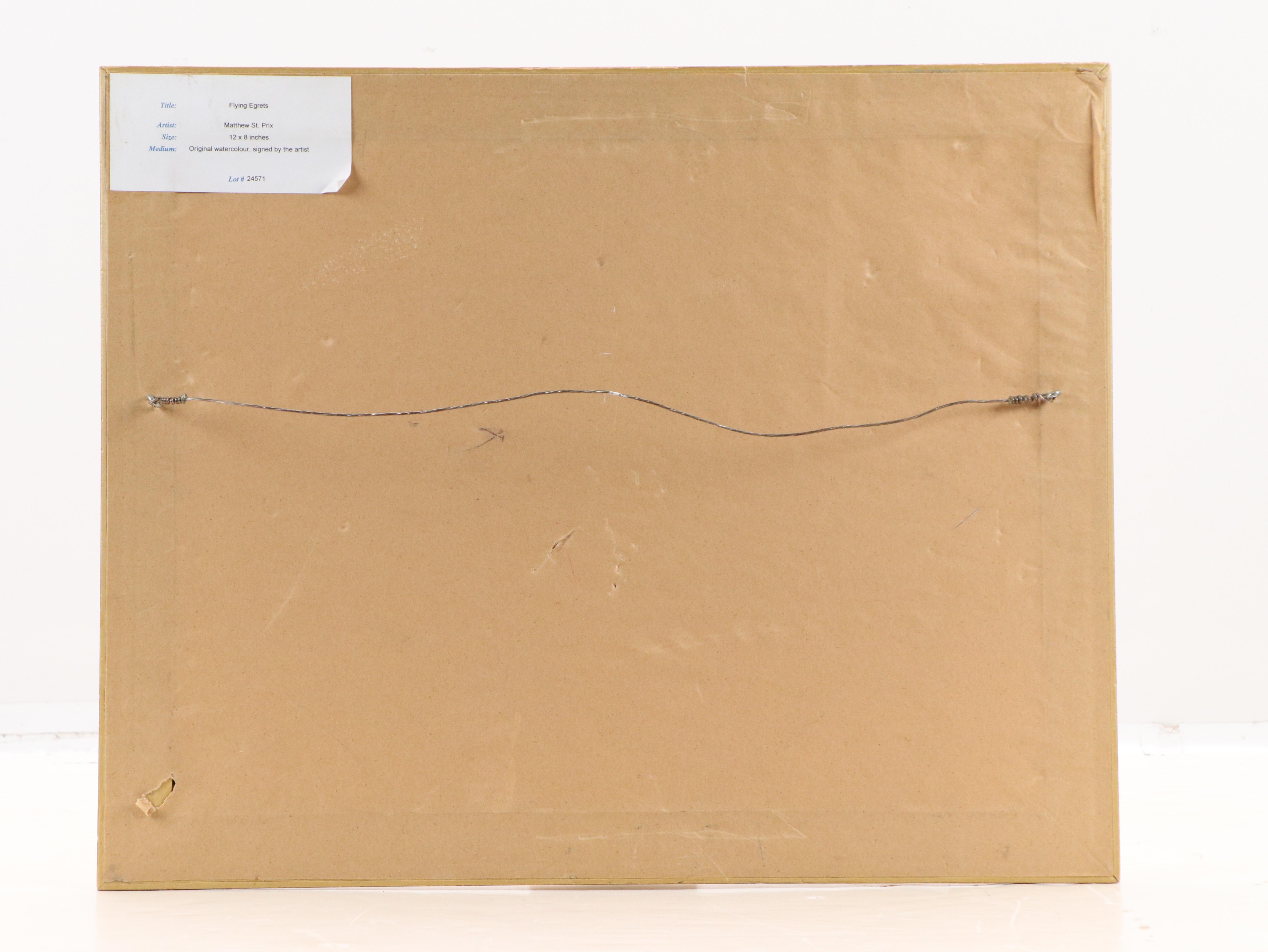 Matthew St. Prix Watercolor Painting "Flying Egrets," 21st Century