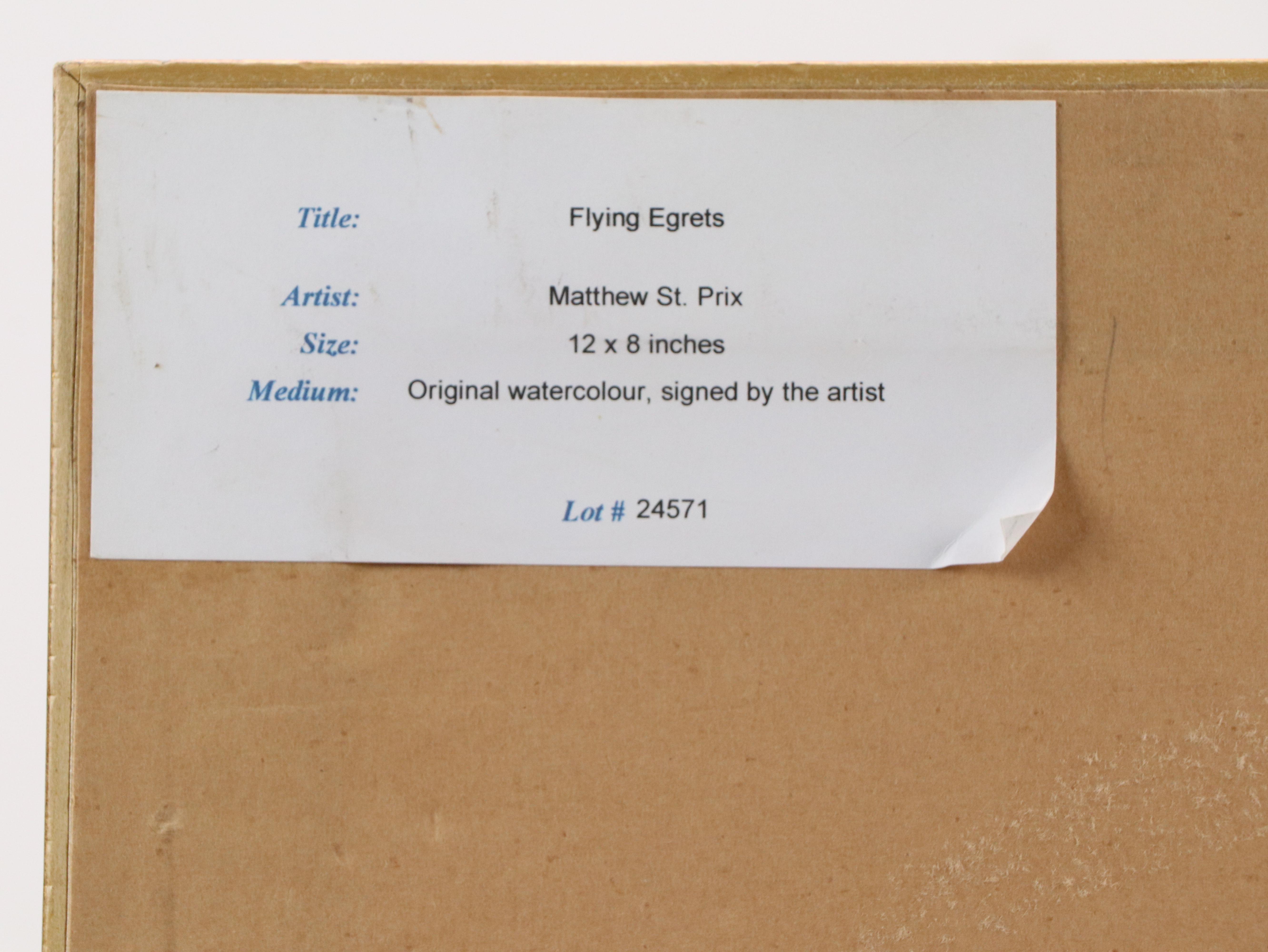 Matthew St. Prix Watercolor Painting "Flying Egrets," 21st Century