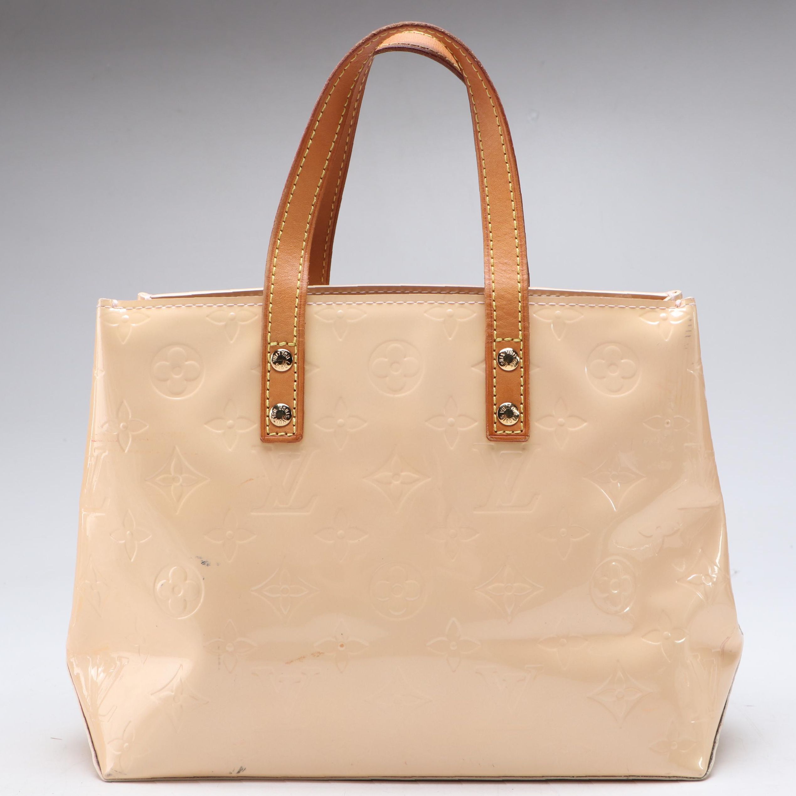 Louis Vuitton Reade PM Handbag in Yellow Monogram Vernis and Vachetta Leather