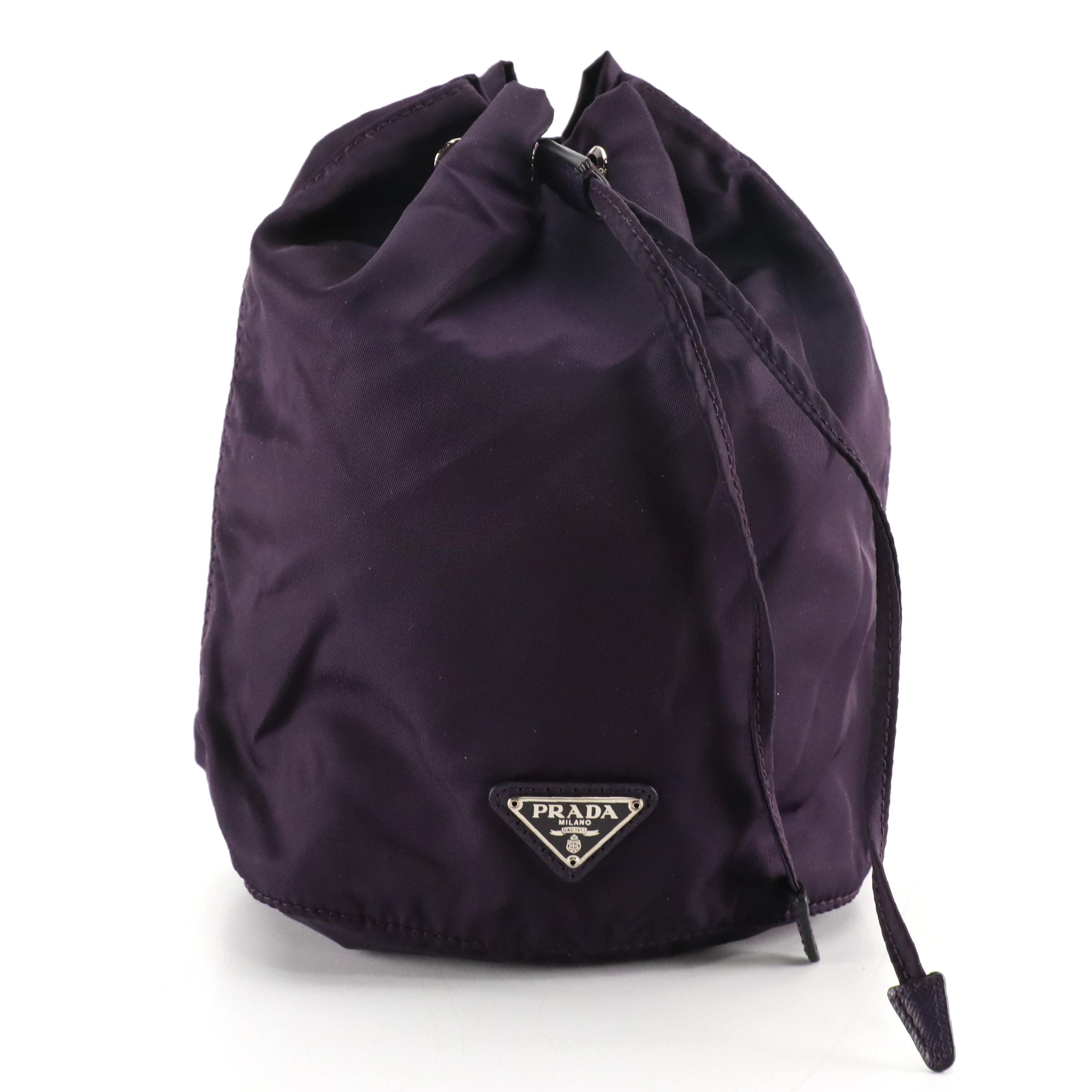 Prada Drawstring Pouch in Plum Purple Tessuto Nylon