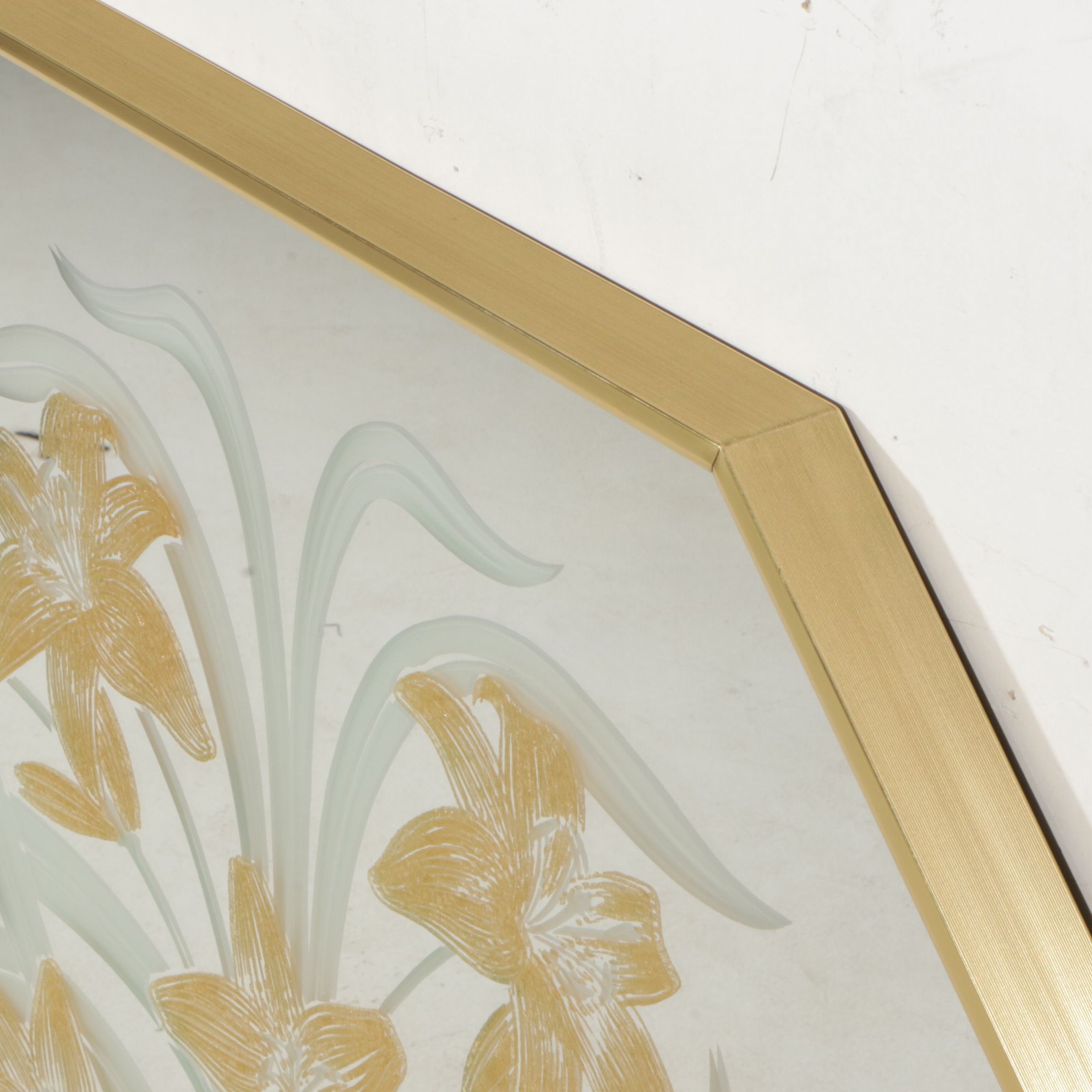 Robert Slimbach Etched & Painted Tiger Lily Wall Mirror for Windsor Art