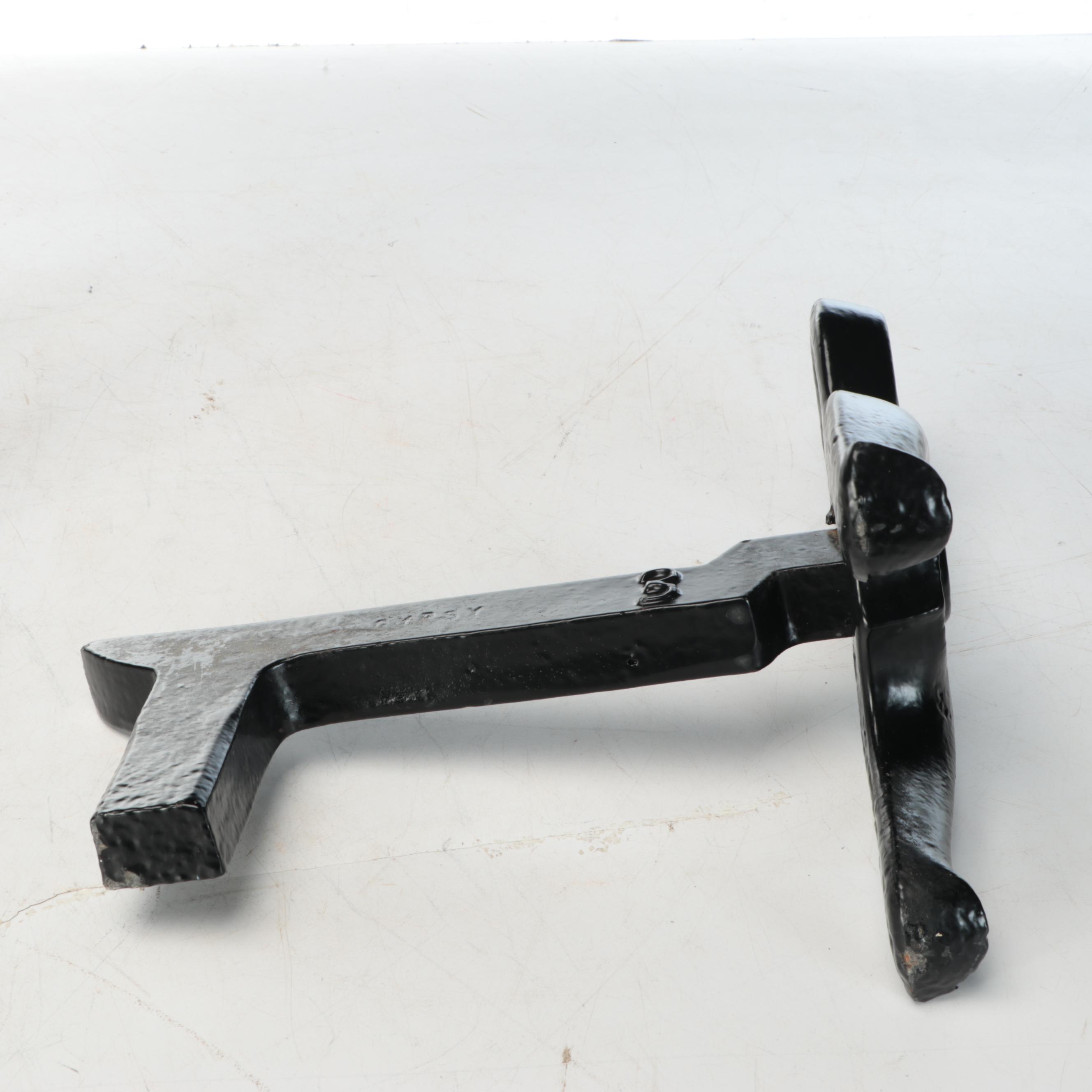 Arts and Crafts Style Painted Cast Iron Andirons, Early to Mid-20th Century