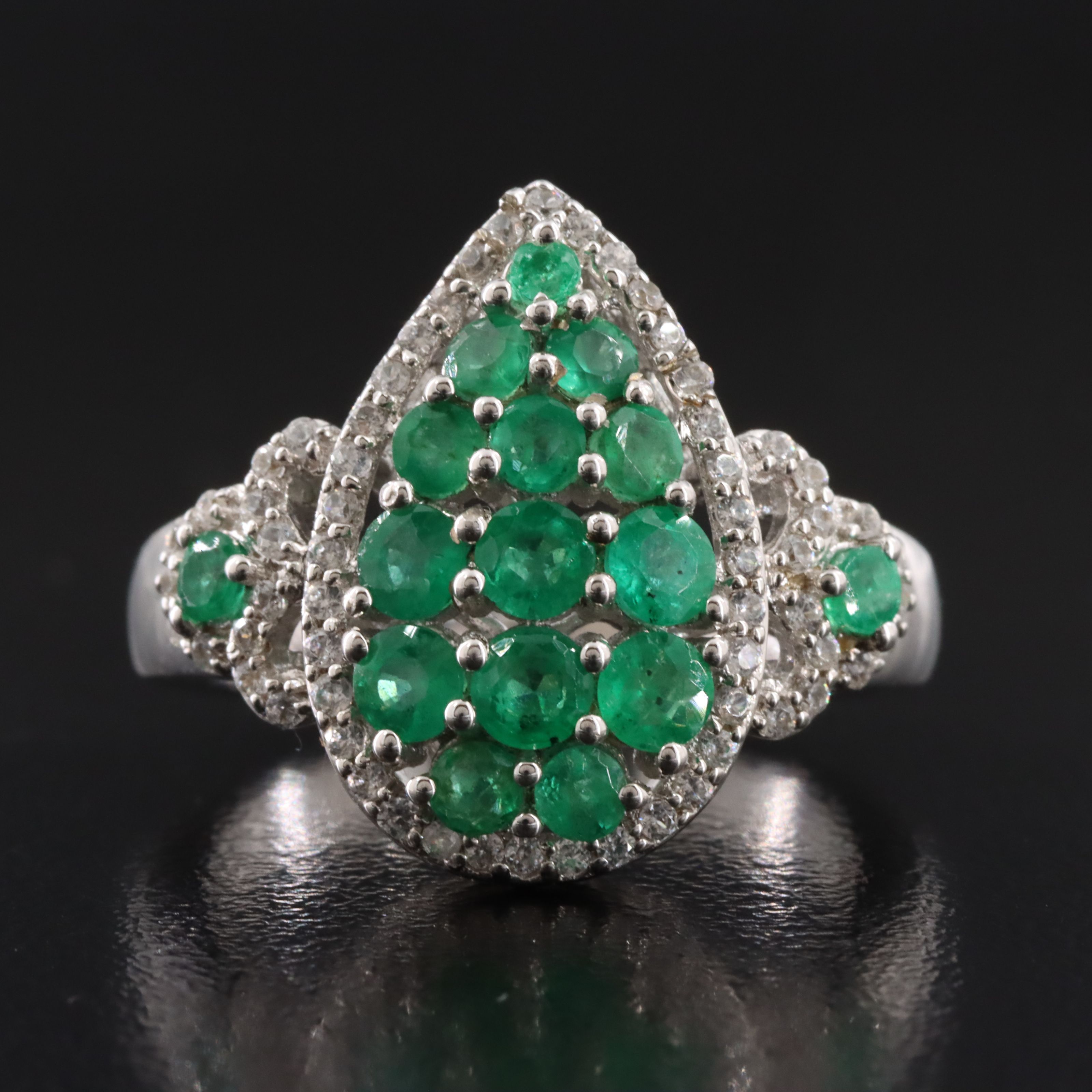 Sterling Emerald and White Sapphire Ring