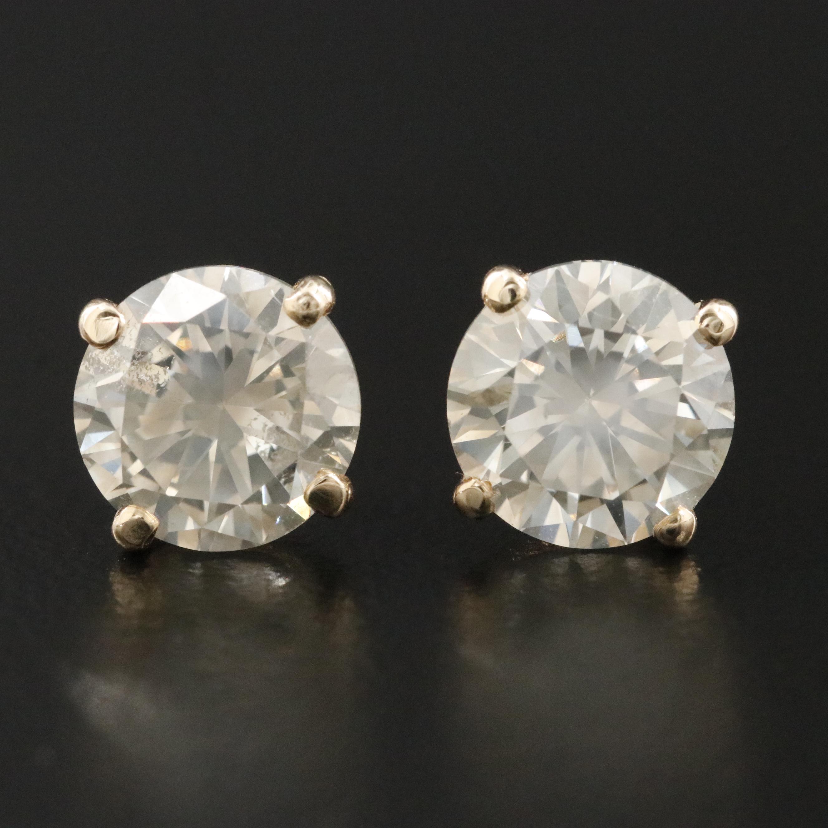 14K 3.06 CTW Diamond Solitaire Earrings with IGI Jewelry Report
