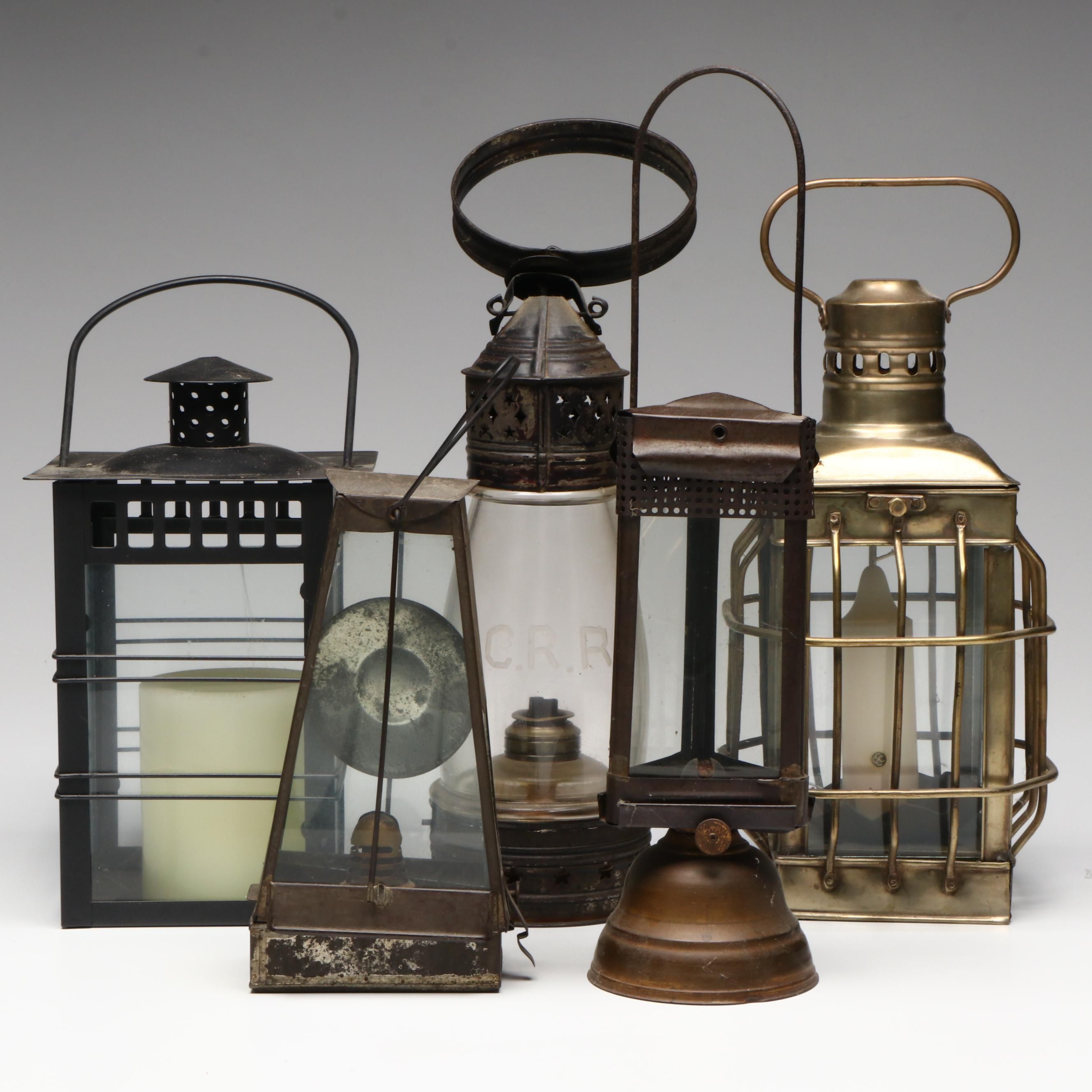 Whale Oil Lantern with More Oil and Candle Lanterns