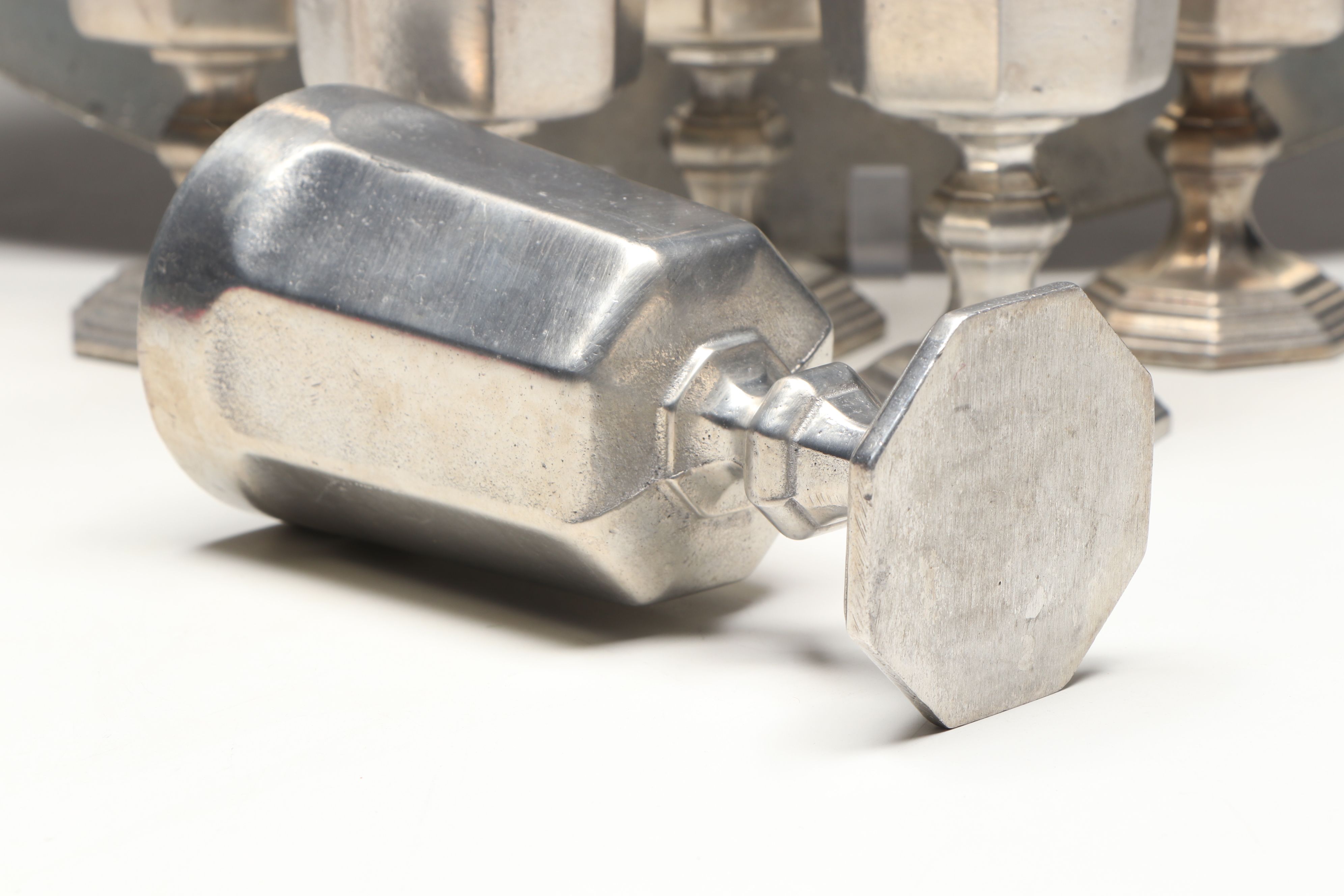 International Silver Colonial Style Pewter Goblets with Other Oval Platter