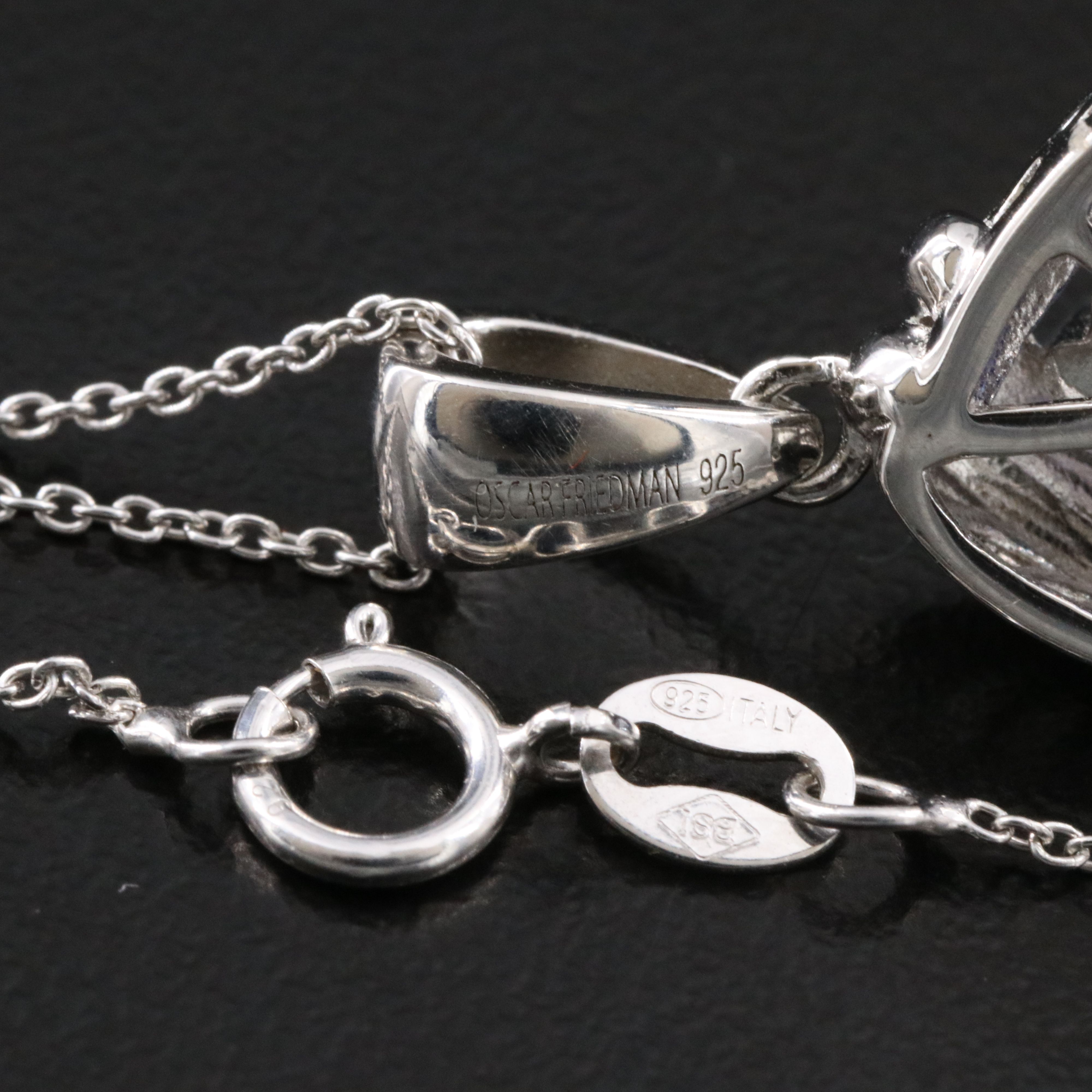 Oscar Friedman Sterling Tanzanite Pendant Necklace