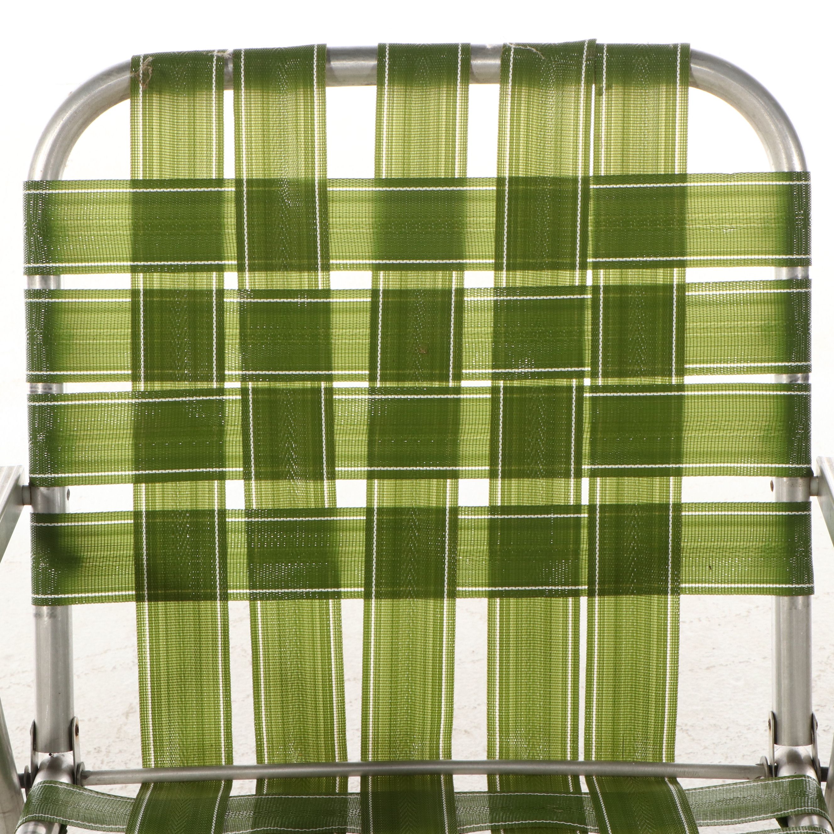 Vintage Aluminum and Woven Vinyl Folding Chairs, Mid to Late 20th Century