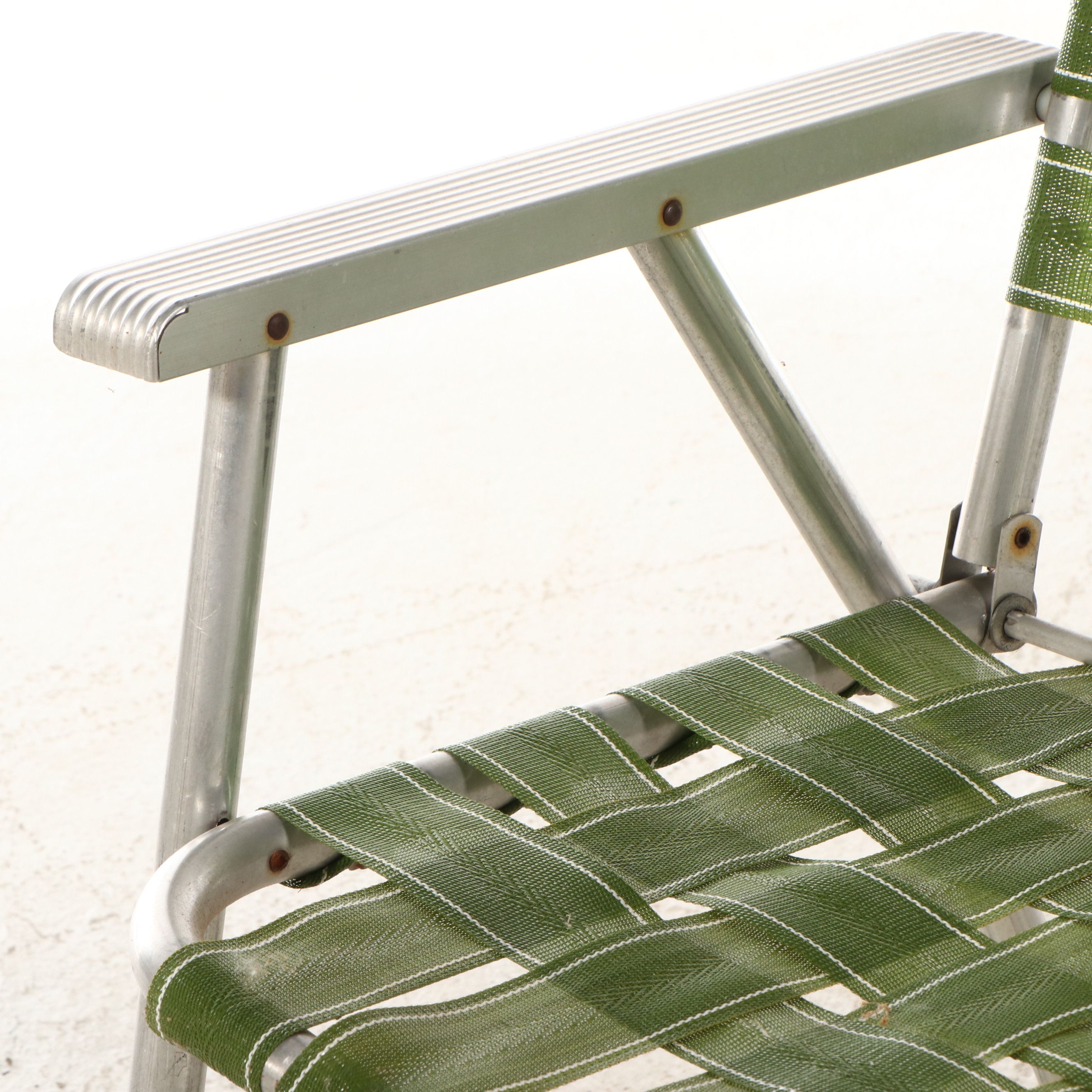 Vintage Aluminum and Woven Vinyl Folding Chairs, Mid to Late 20th Century