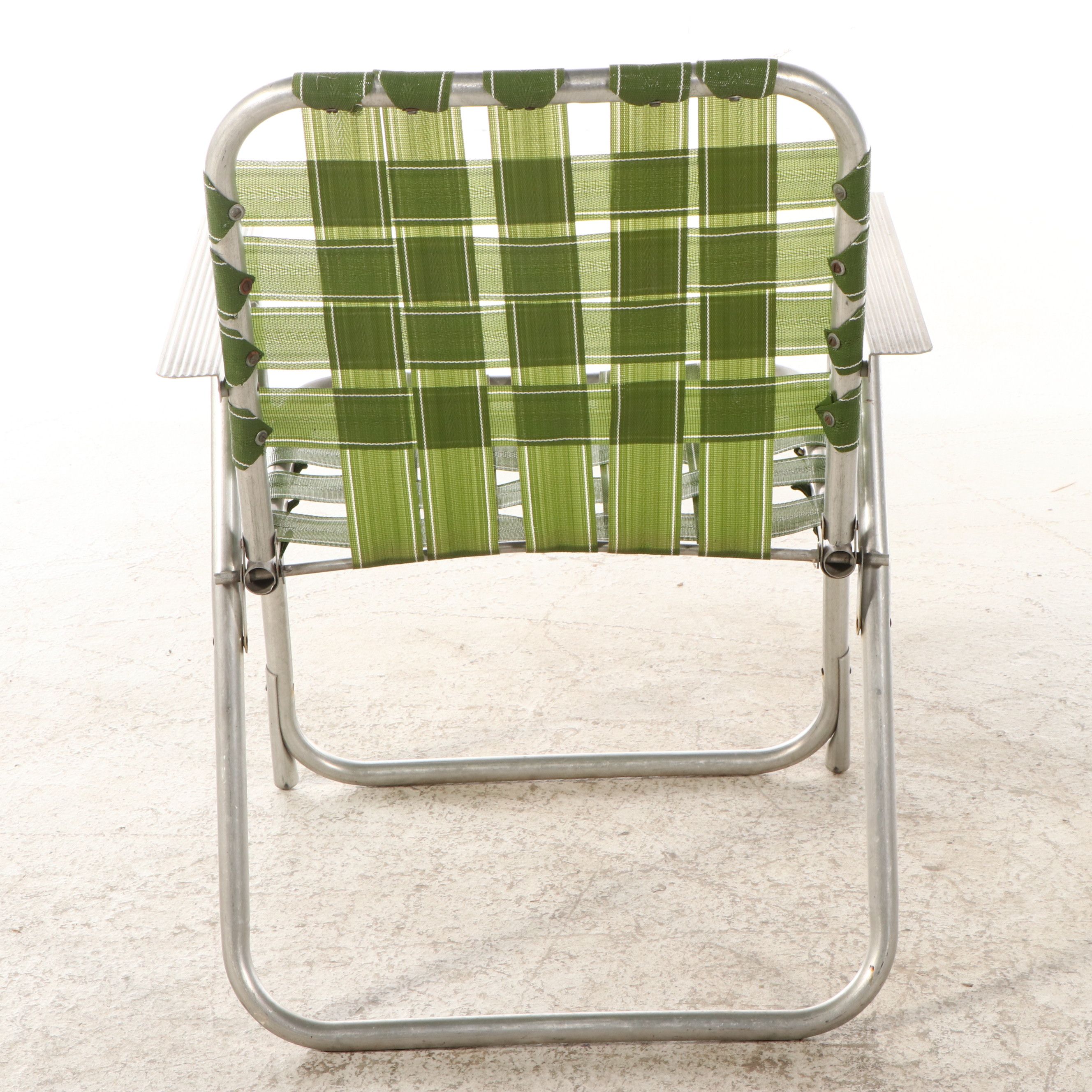 Vintage Aluminum and Woven Vinyl Folding Chairs, Mid to Late 20th Century