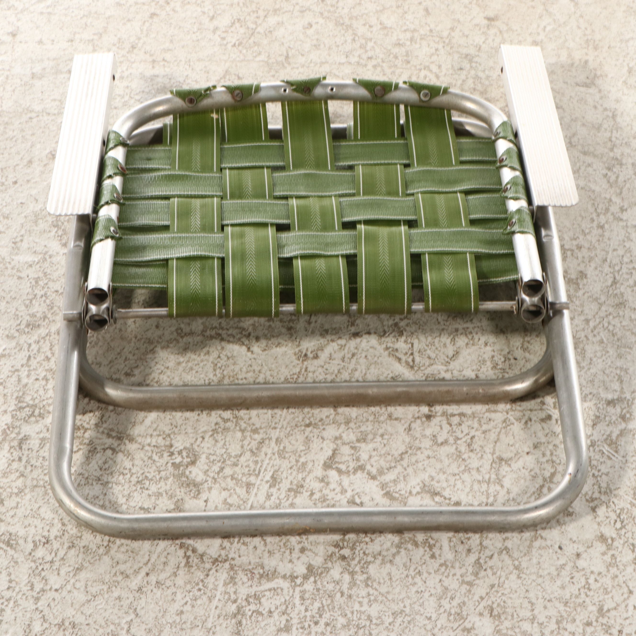 Vintage Aluminum and Woven Vinyl Folding Chairs, Mid to Late 20th Century