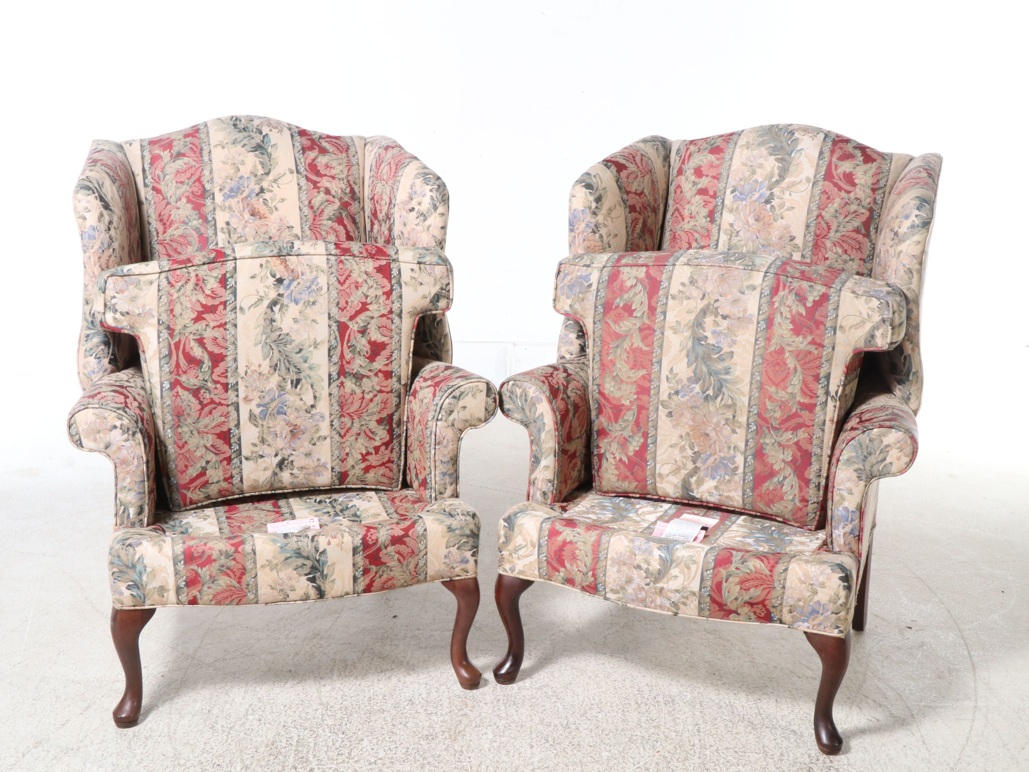 Lexington Upholstery Co. Queen Anne Style Wingback Chairs