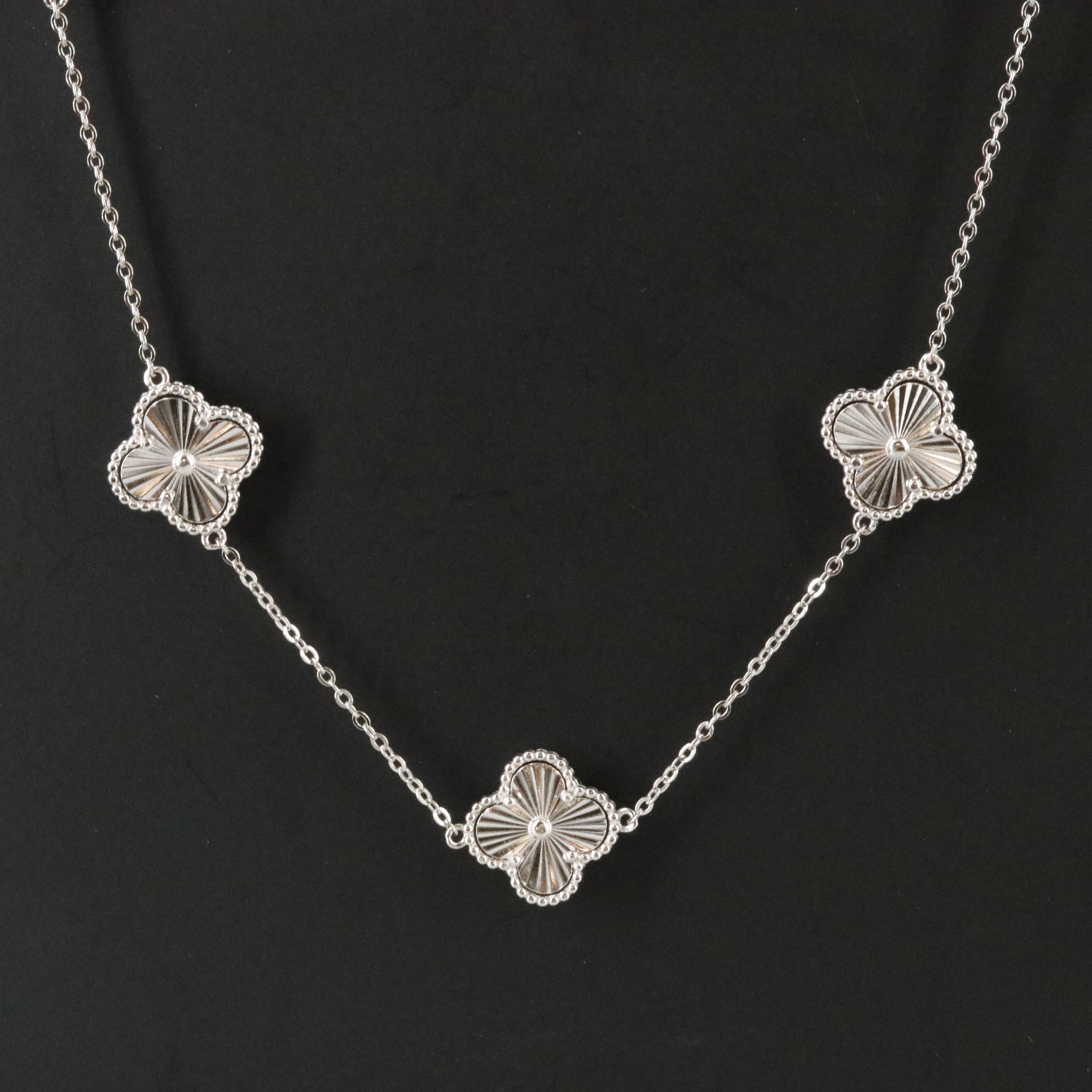 Sterling Quatrefoil Station Necklace