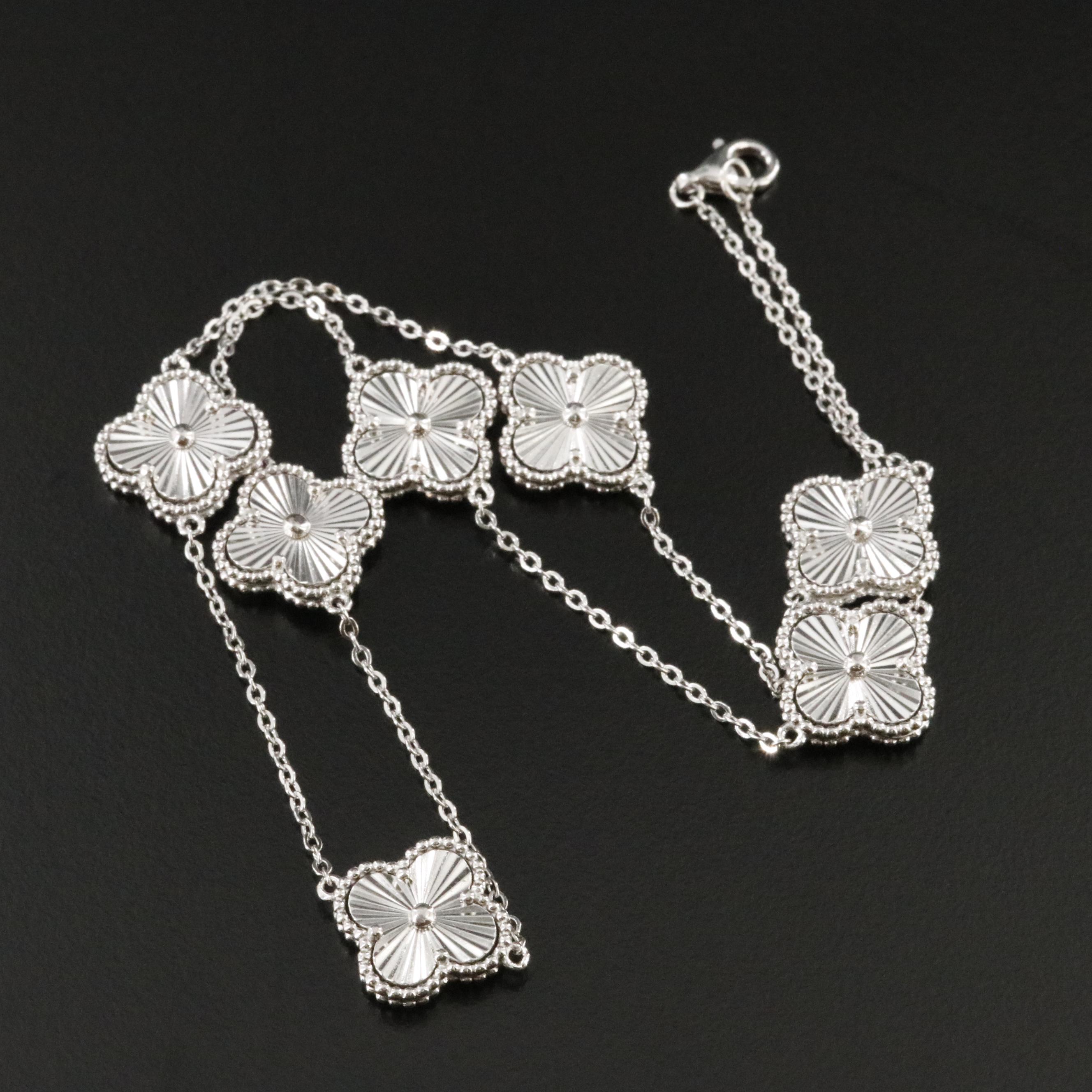 Sterling Quatrefoil Station Necklace