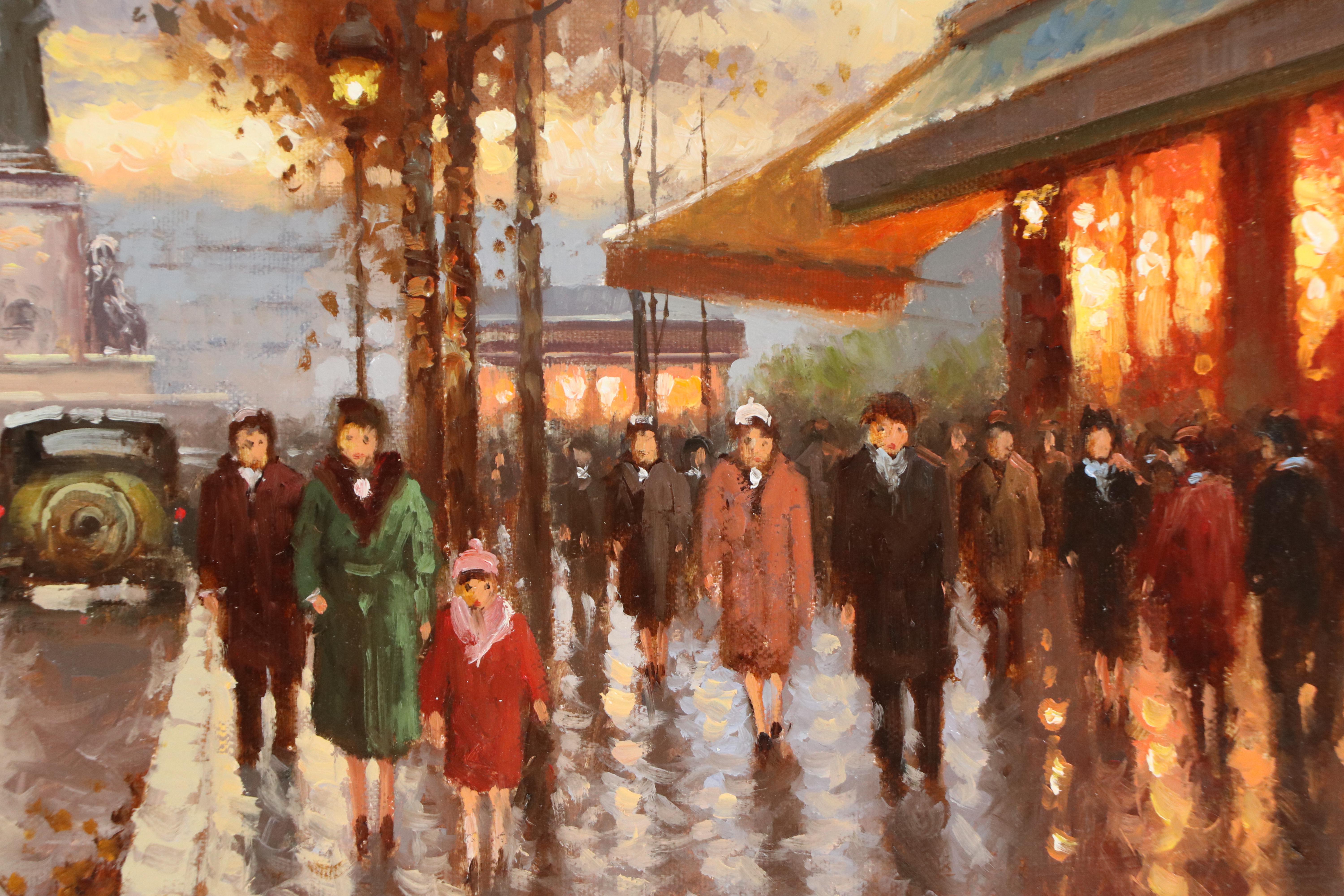 Yuri Kuzmin Oil Painting "Place de la Republique," Mid-20th Century