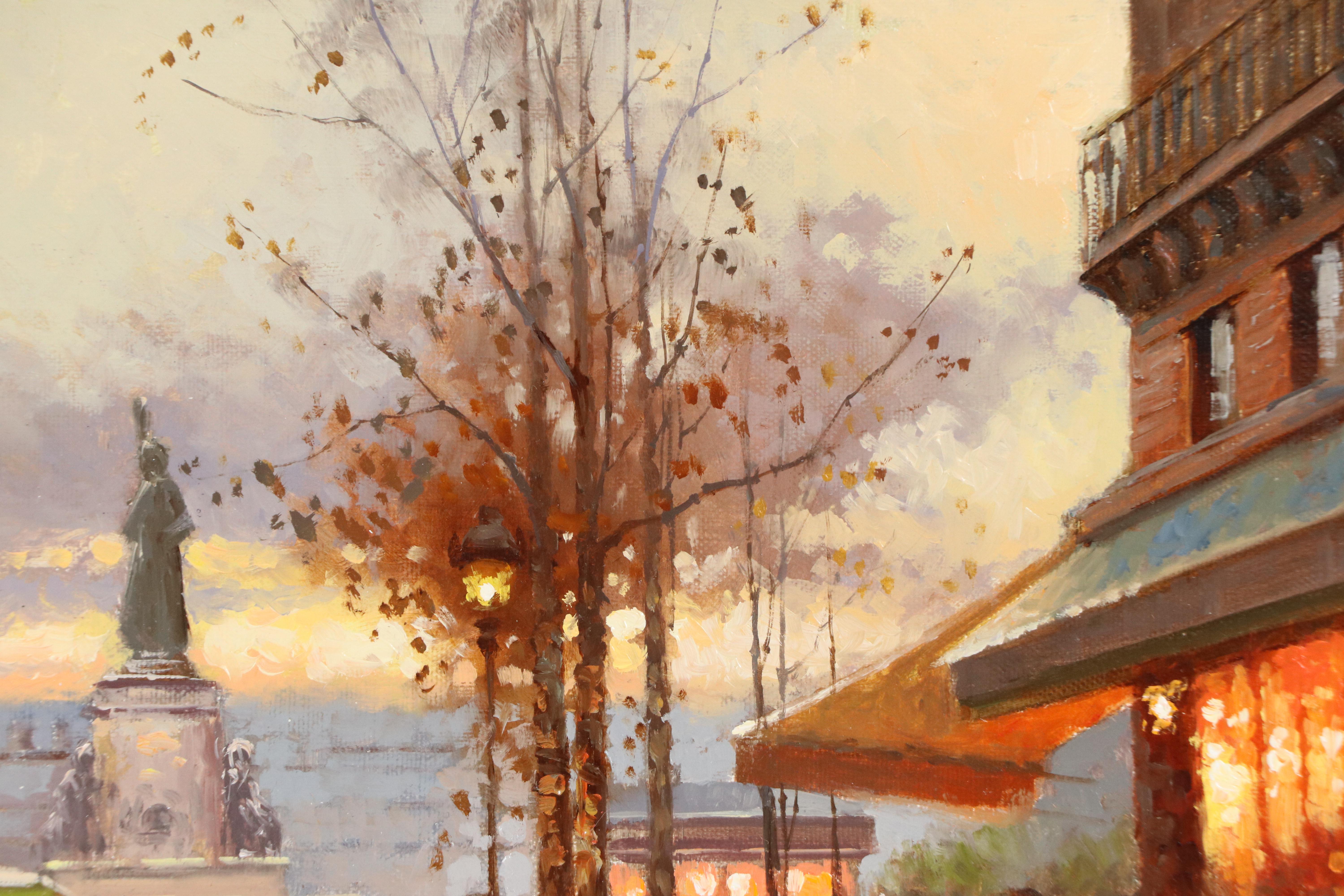 Yuri Kuzmin Oil Painting "Place de la Republique," Mid-20th Century