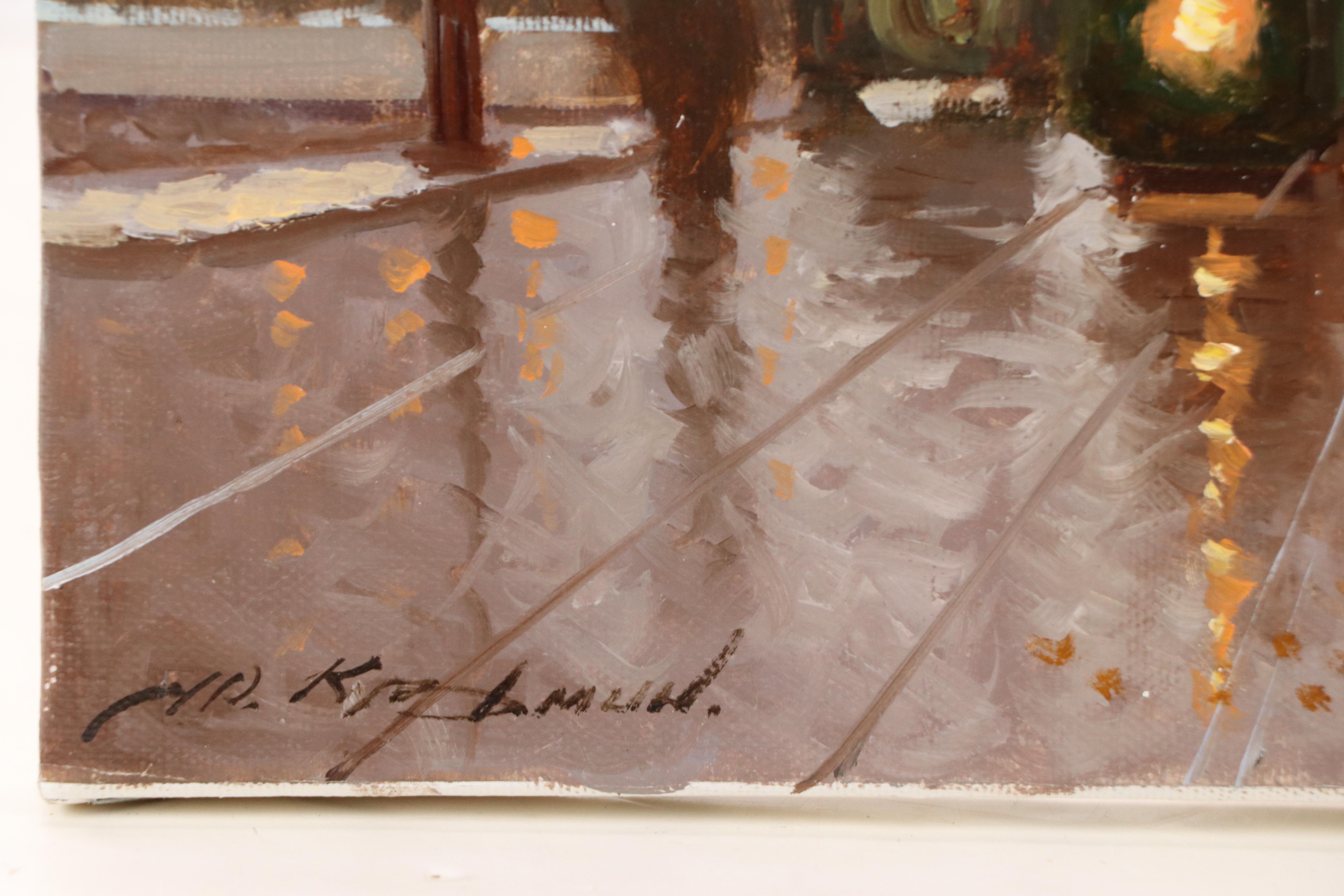 Yuri Kuzmin Oil Painting "Place de la Republique," Mid-20th Century