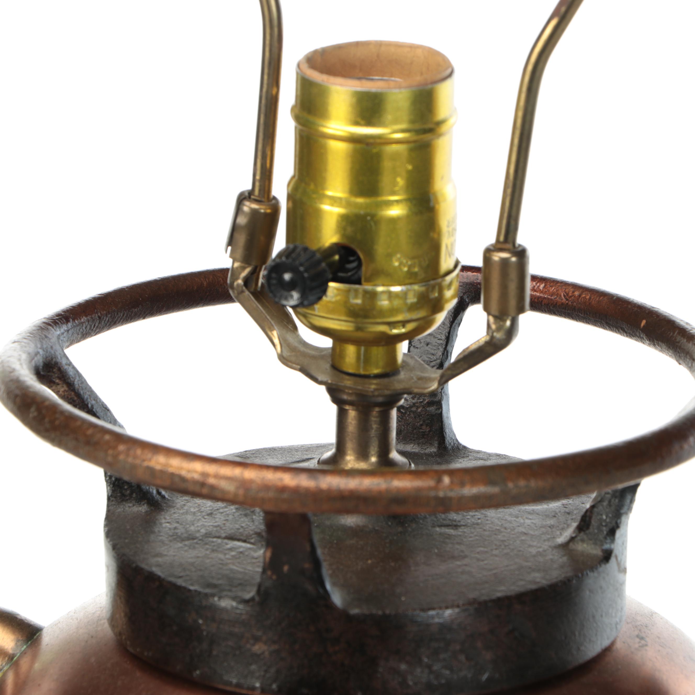 Harker Mfg. Co. "Queen" Copper and Brass Fire Extinguisher Adapted Into Lamp