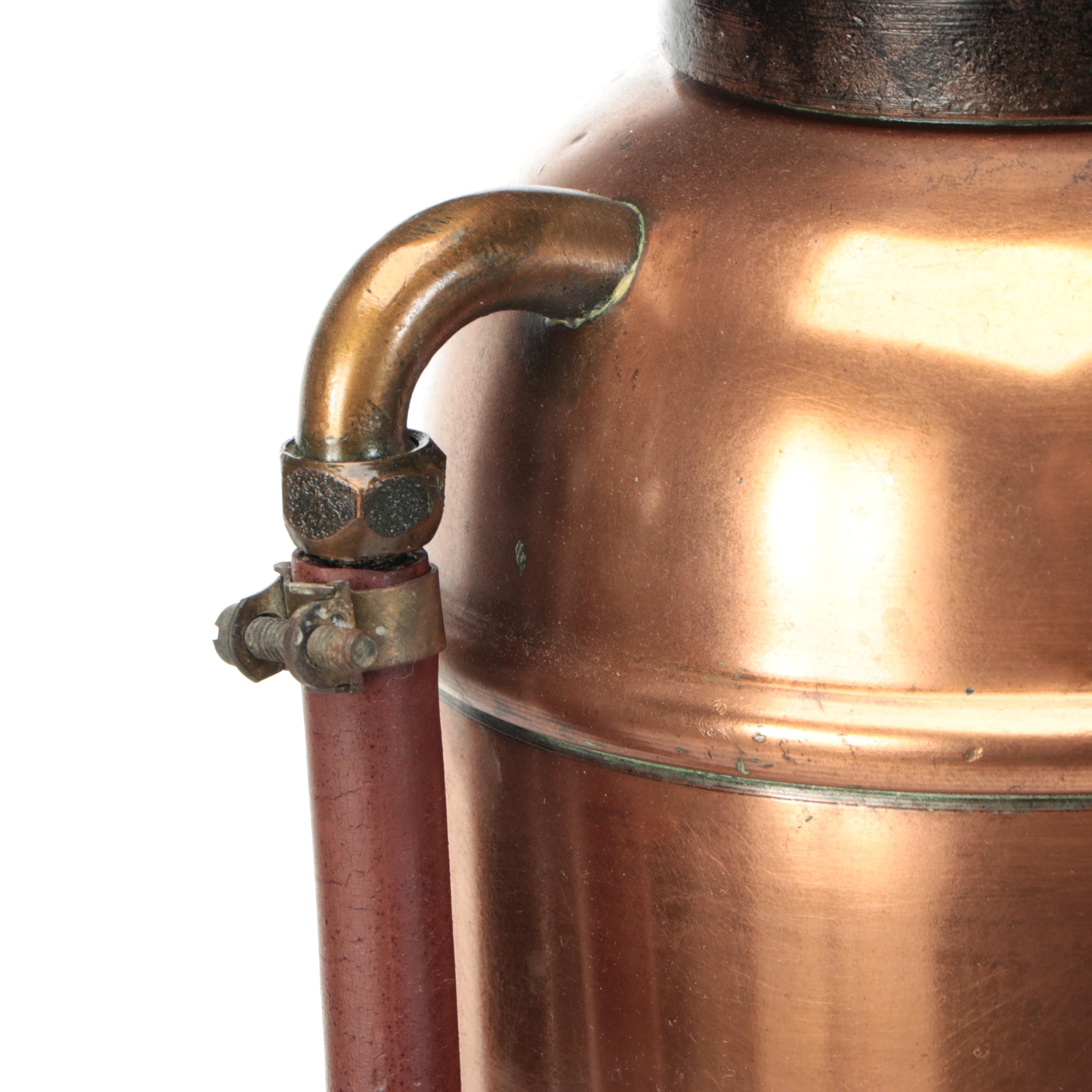 Harker Mfg. Co. "Queen" Copper and Brass Fire Extinguisher Adapted Into Lamp