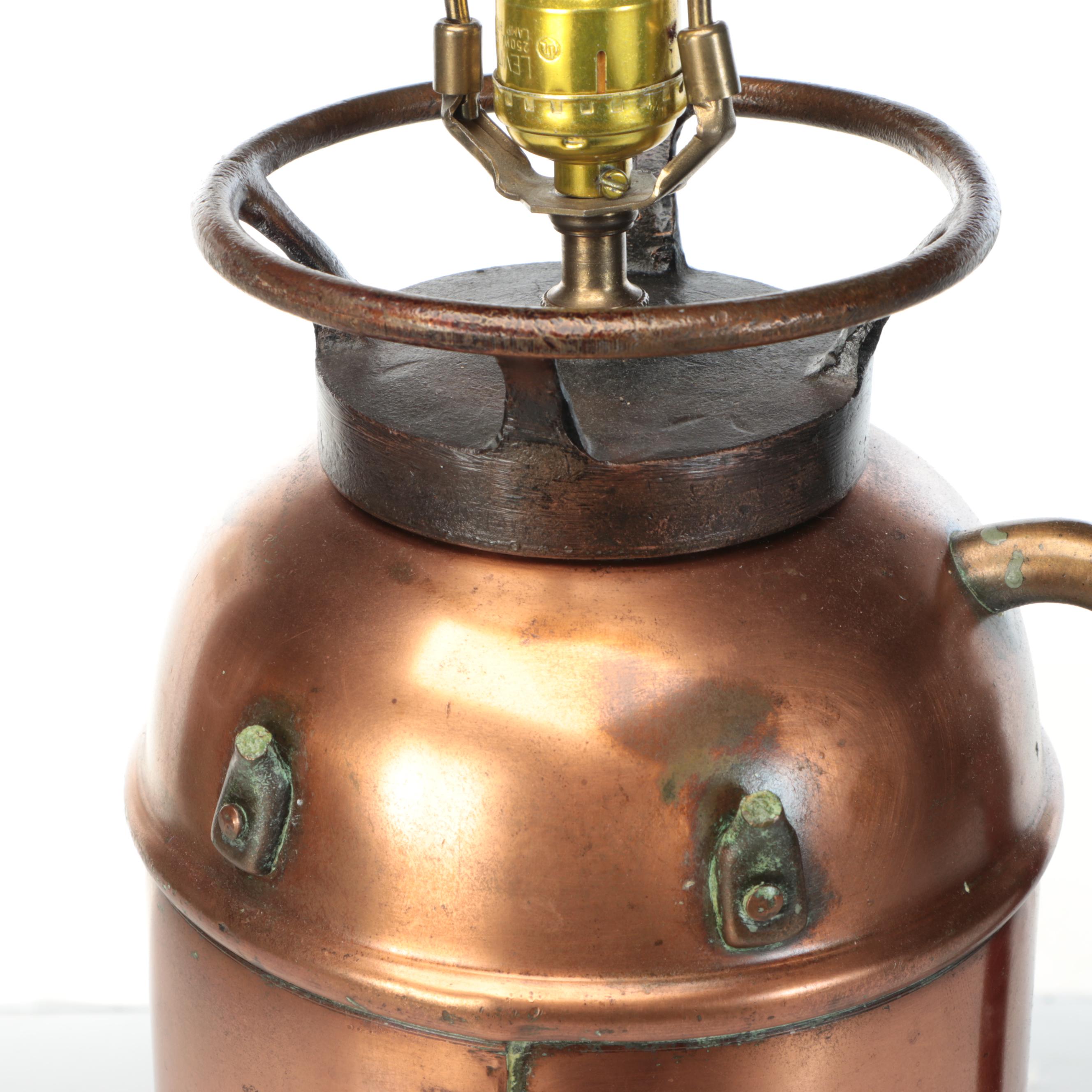 Harker Mfg. Co. "Queen" Copper and Brass Fire Extinguisher Adapted Into Lamp