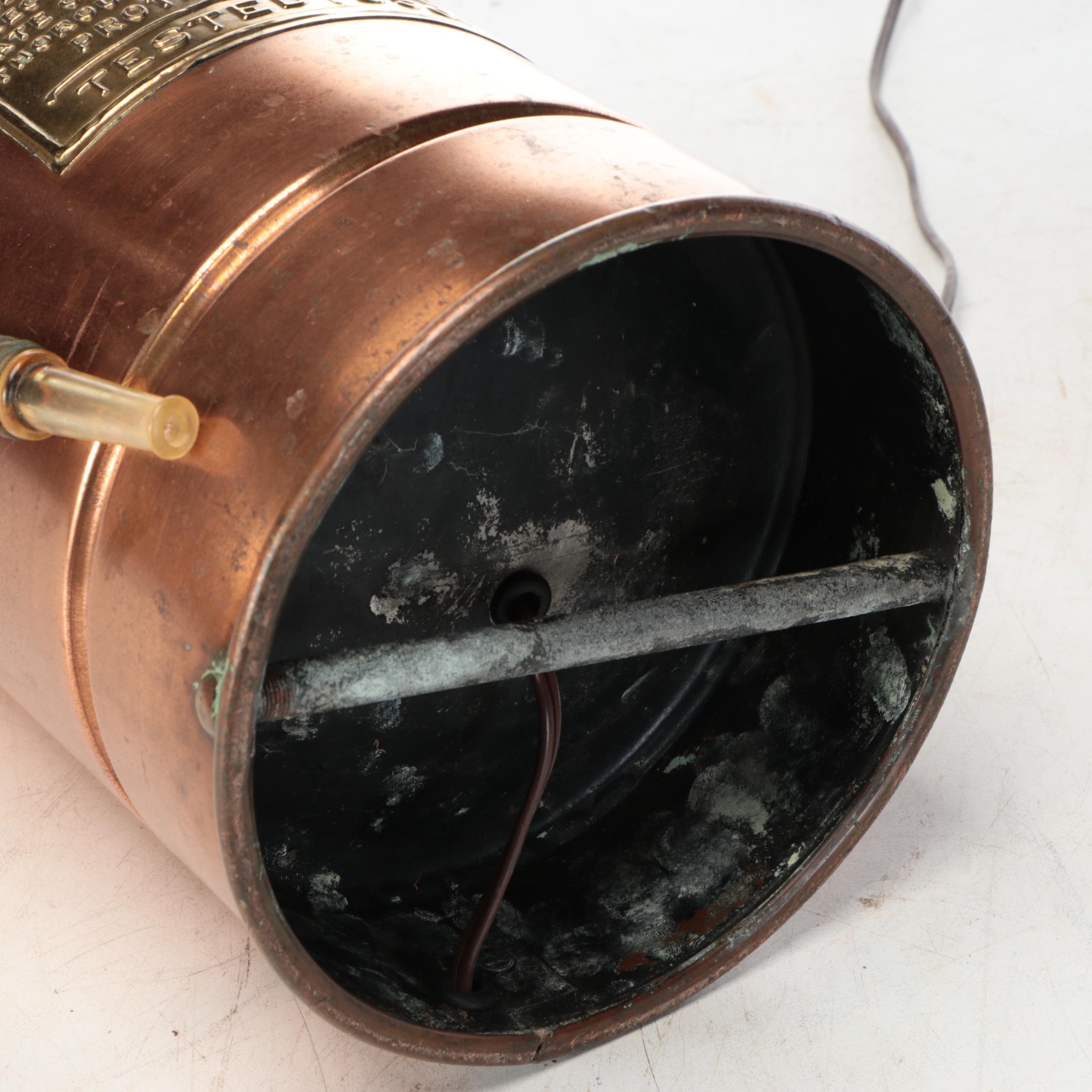 Harker Mfg. Co. "Queen" Copper and Brass Fire Extinguisher Adapted Into Lamp