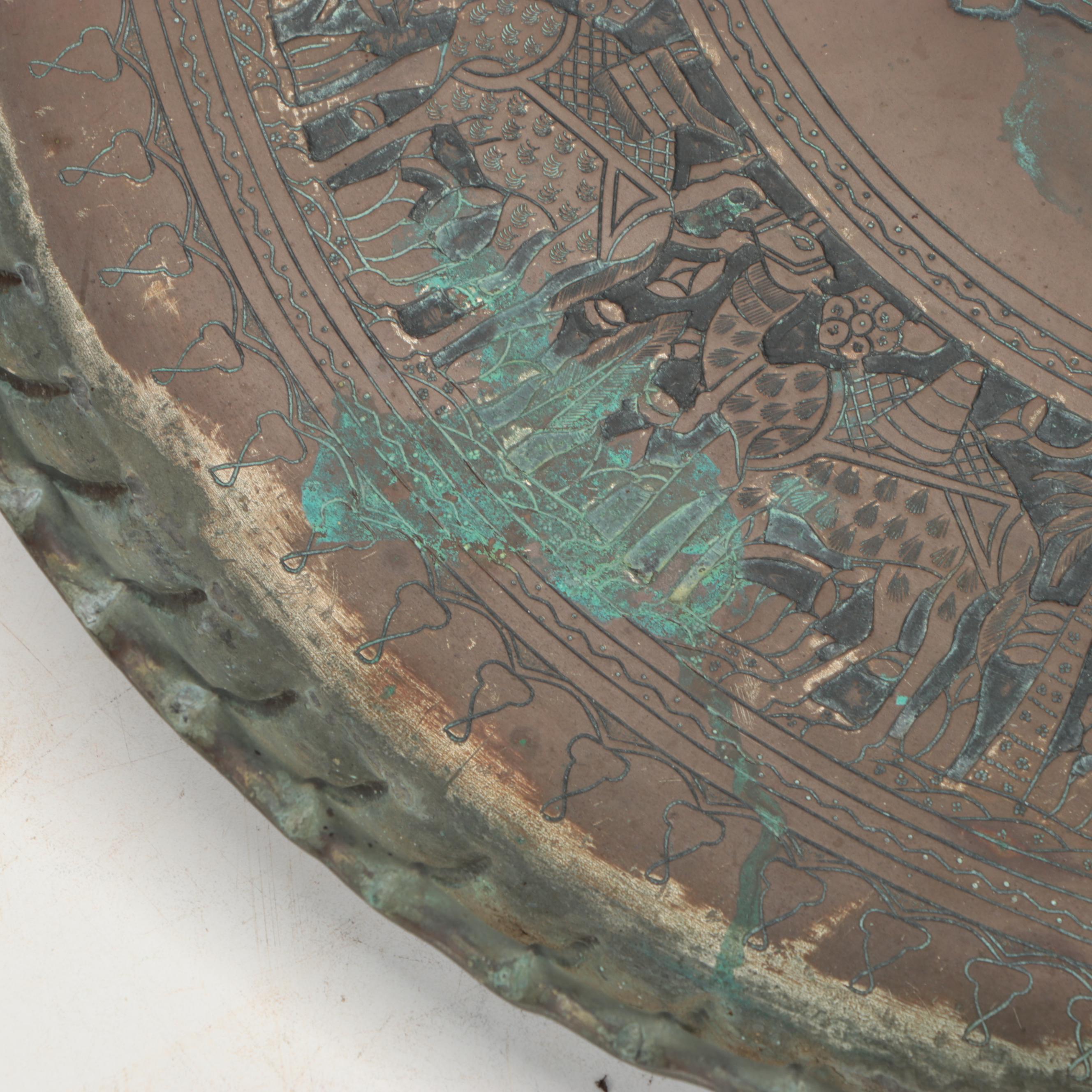 Persian Style Etched Copper Tray