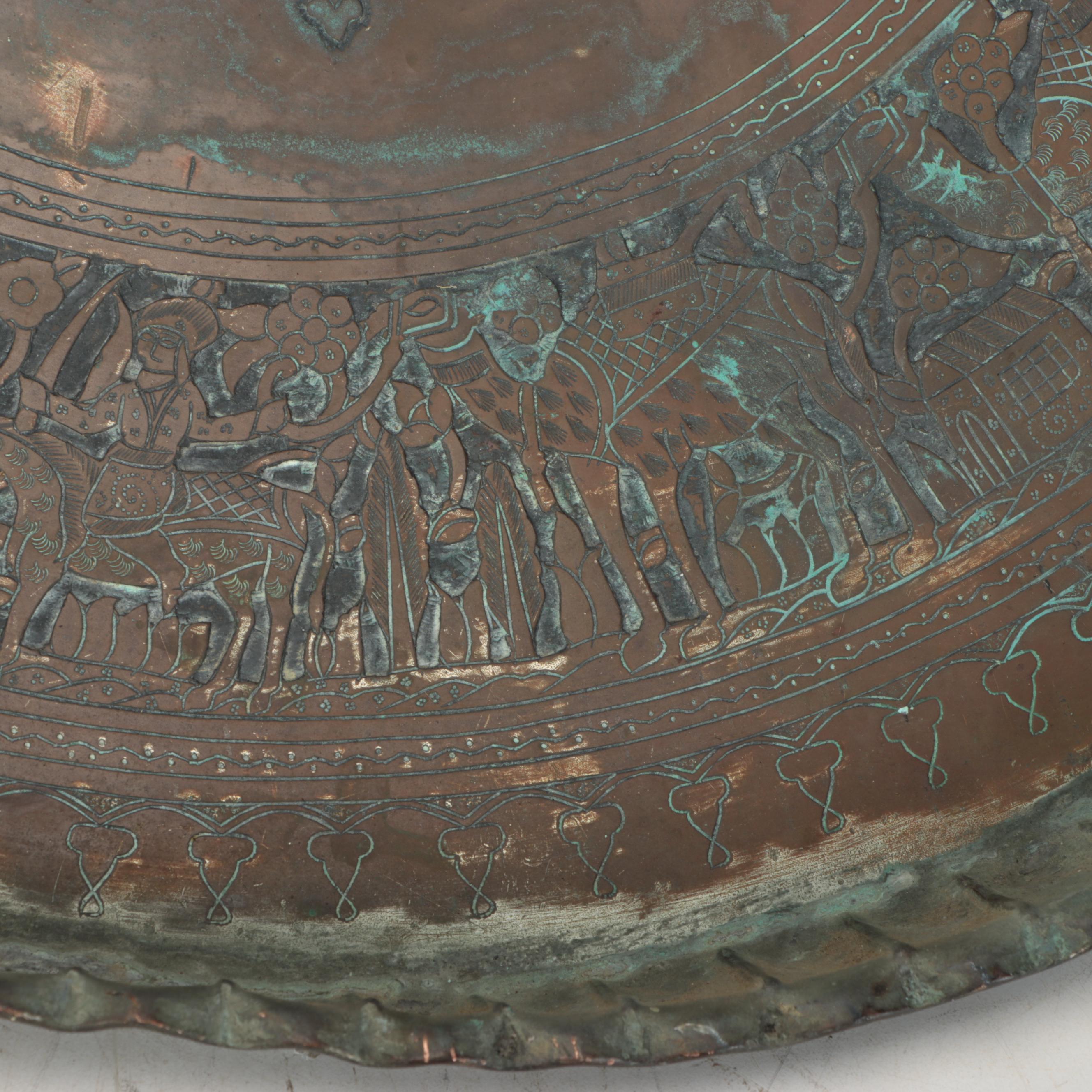 Persian Style Etched Copper Tray