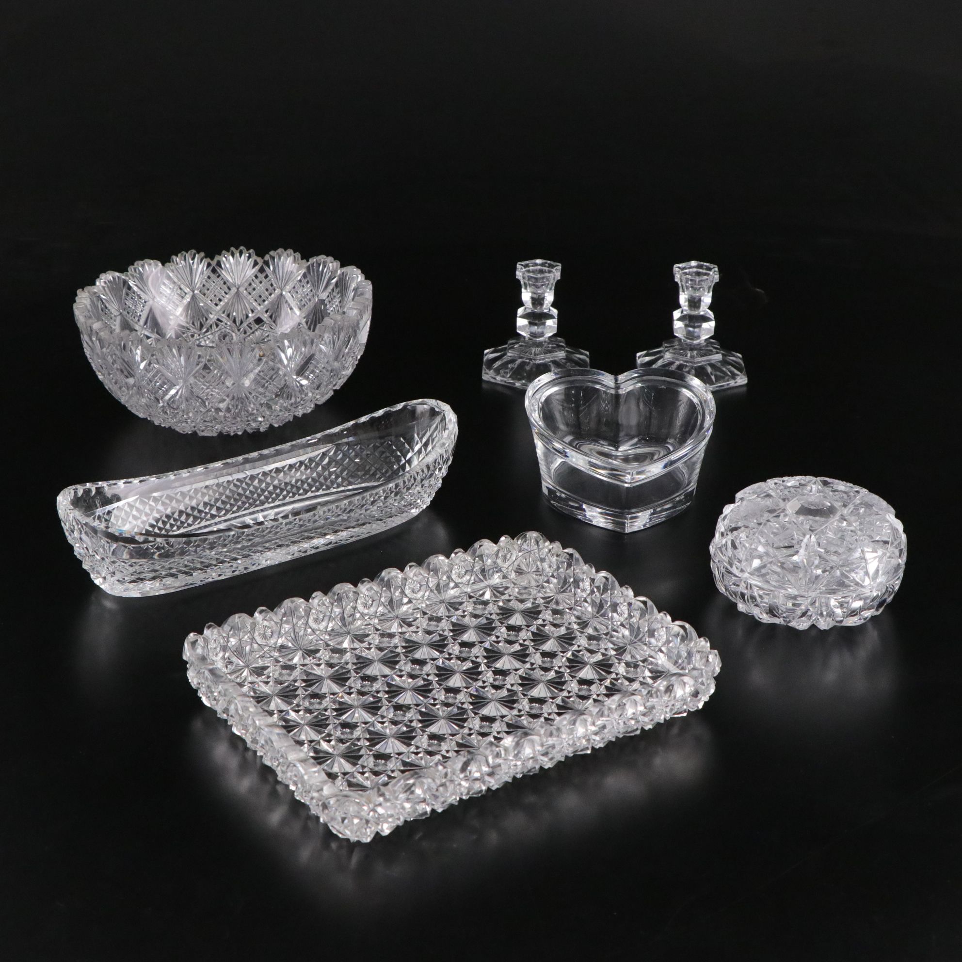 "Daisy & Button" Crystal Tray with American Brilliant Cut Crystal Bowl and More