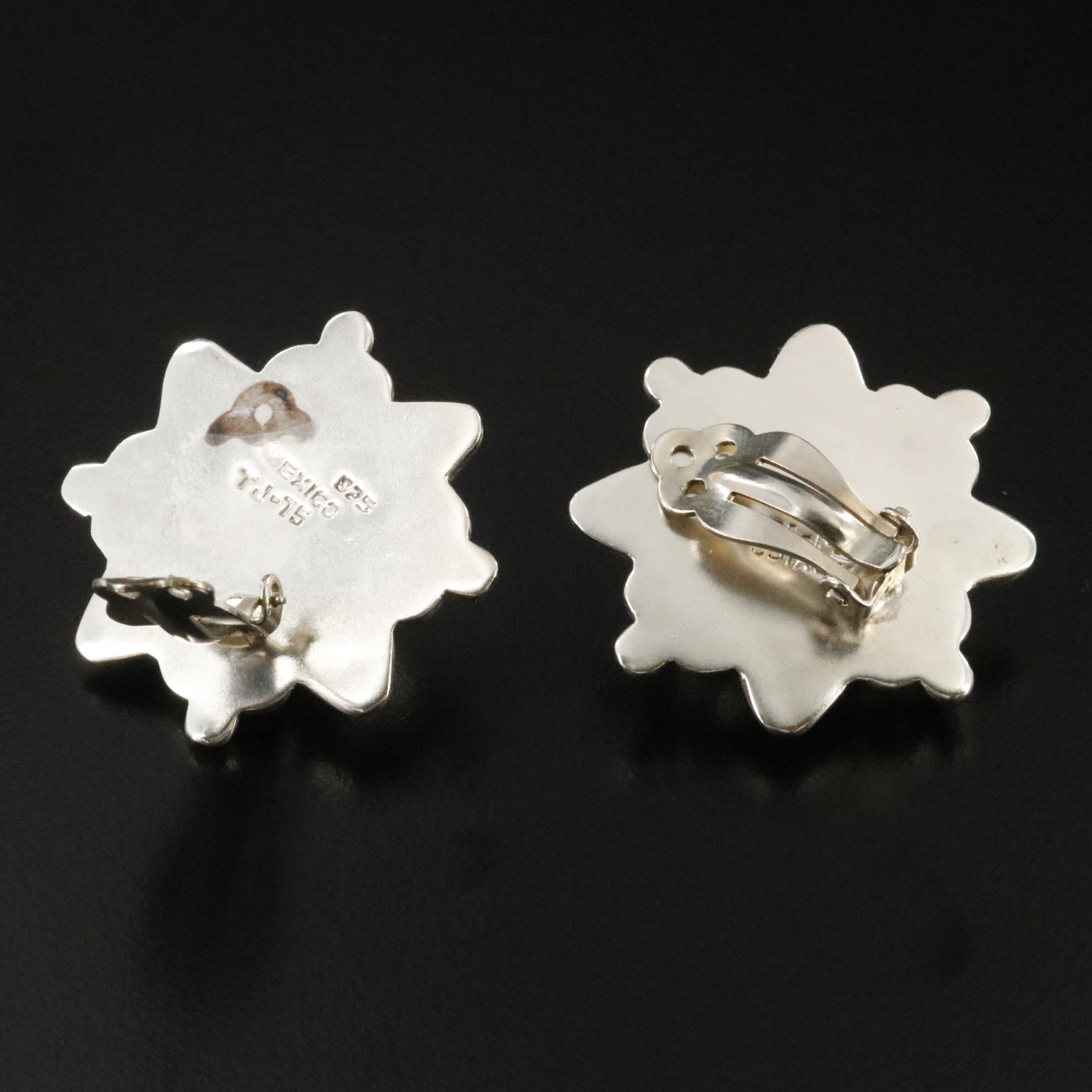 Mexican Sterling Button Earrings