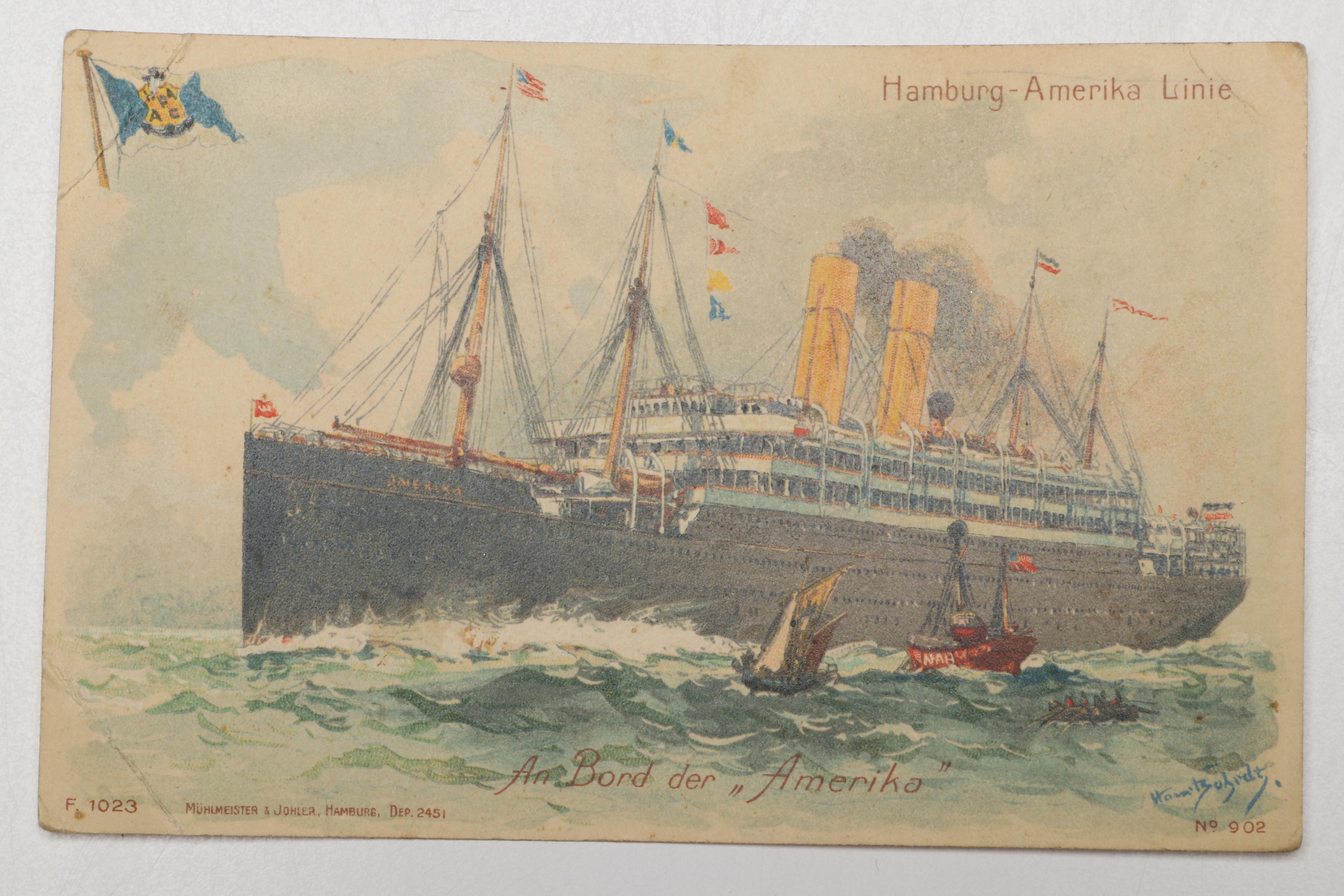 S.S. Europa Ashtray, Ribbon, Folding Knife and More Memorabilia, Early 20th C.