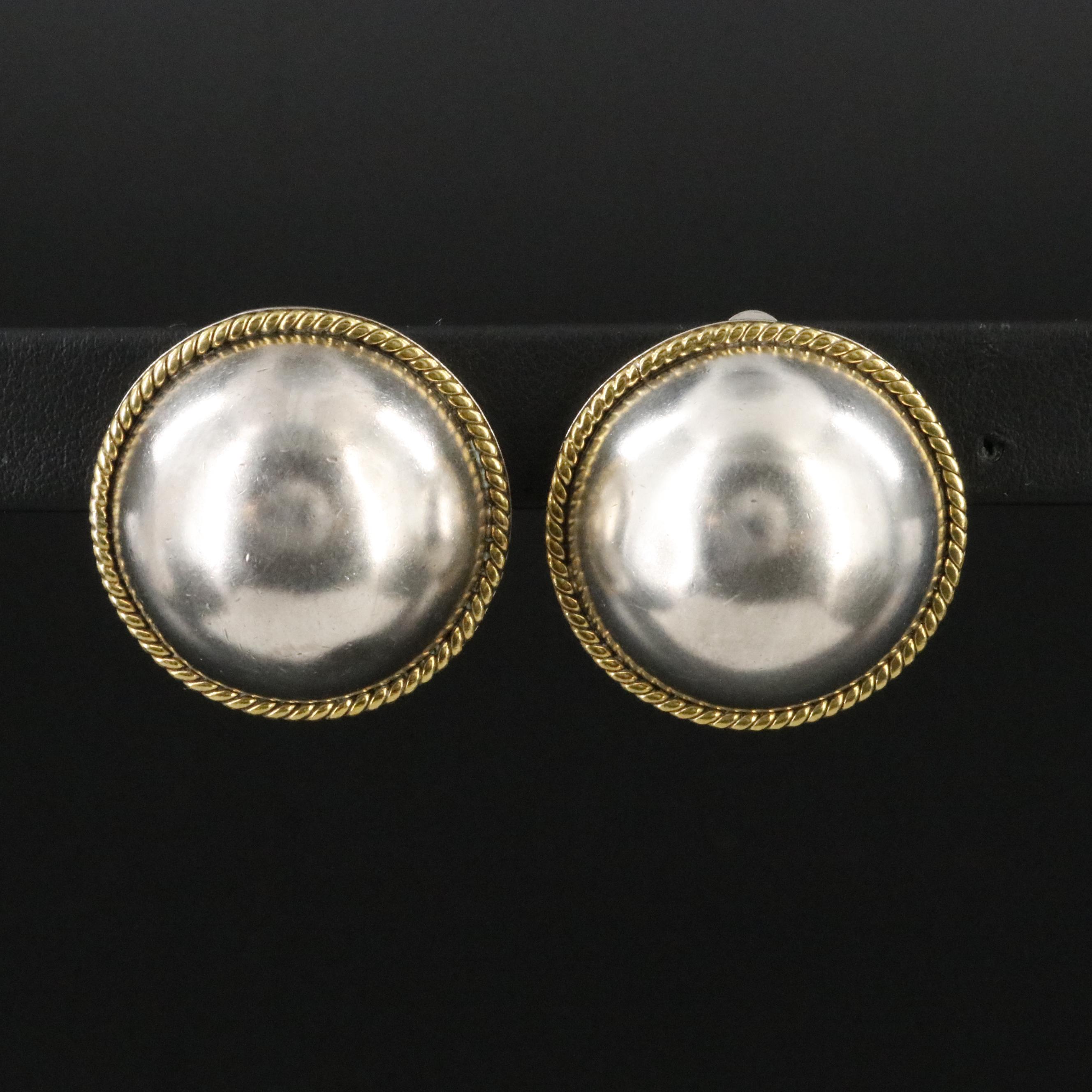 Mexican Sterling Button Earrings
