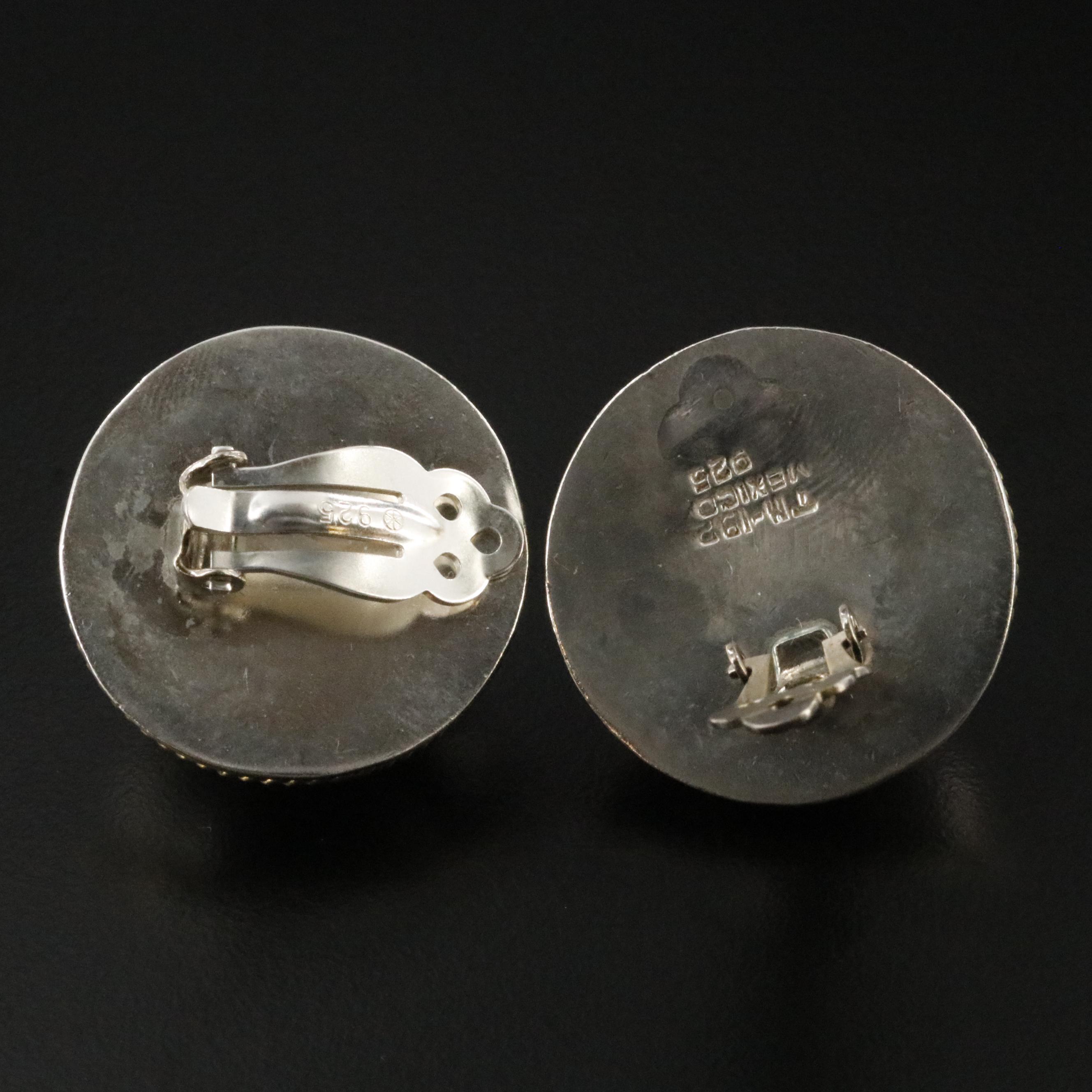 Mexican Sterling Button Earrings