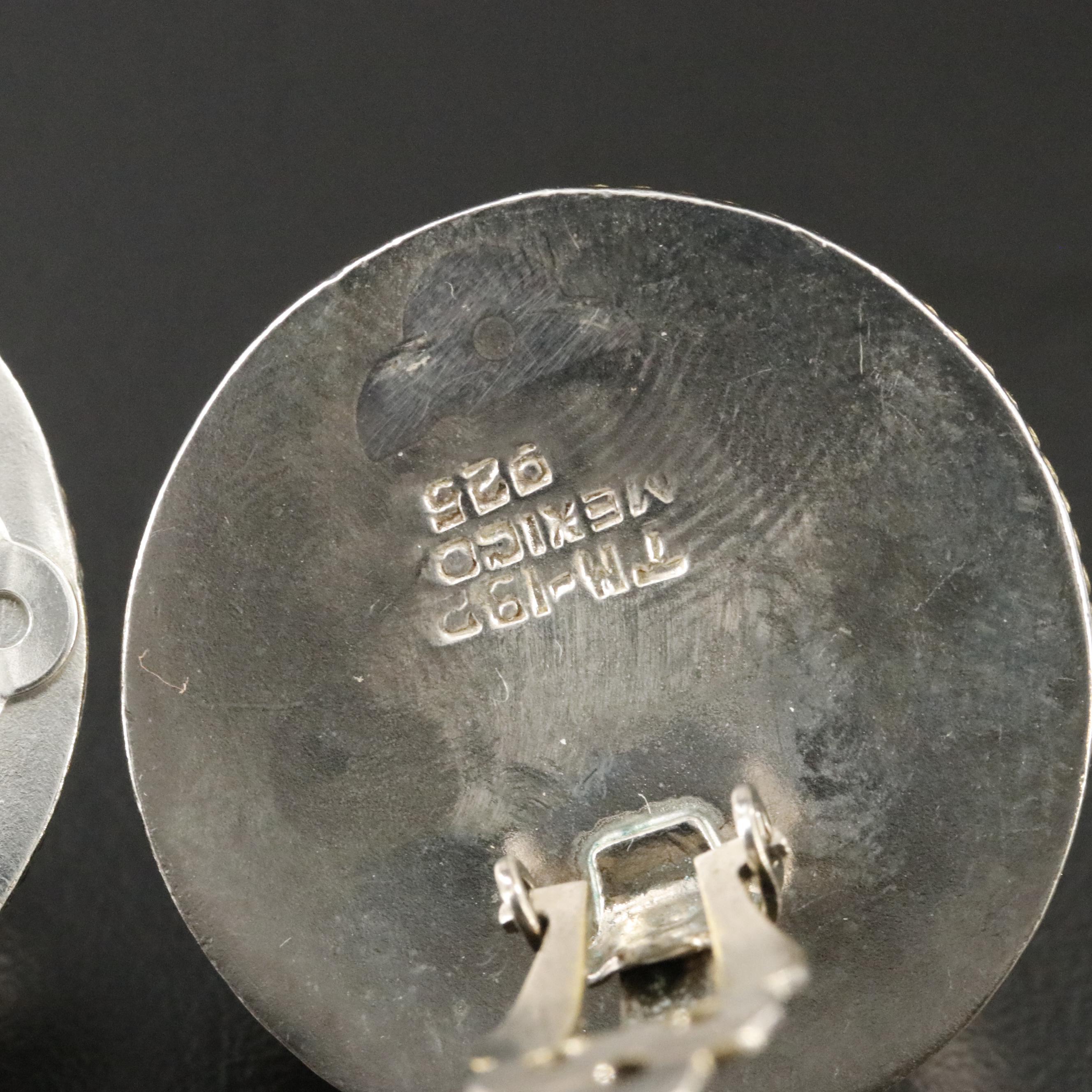 Mexican Sterling Button Earrings