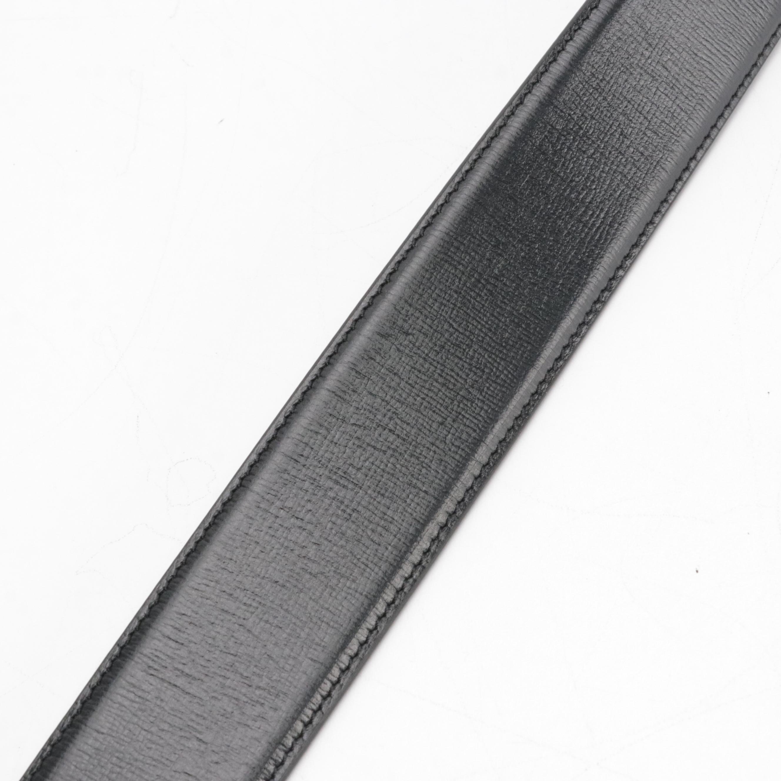 Gucci Black Ceramic Effect GG Marmont Wide Black Textured Leather Belt