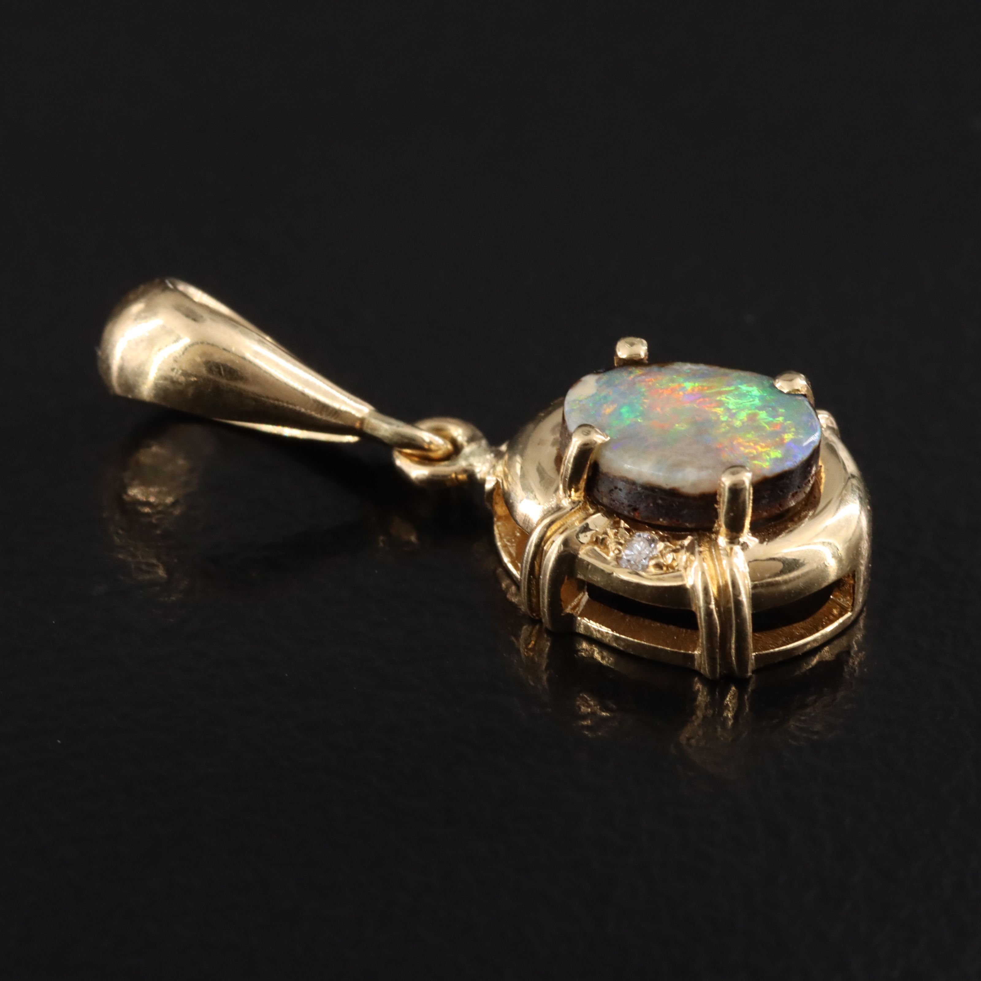 18K Opal and Diamond Pendant
