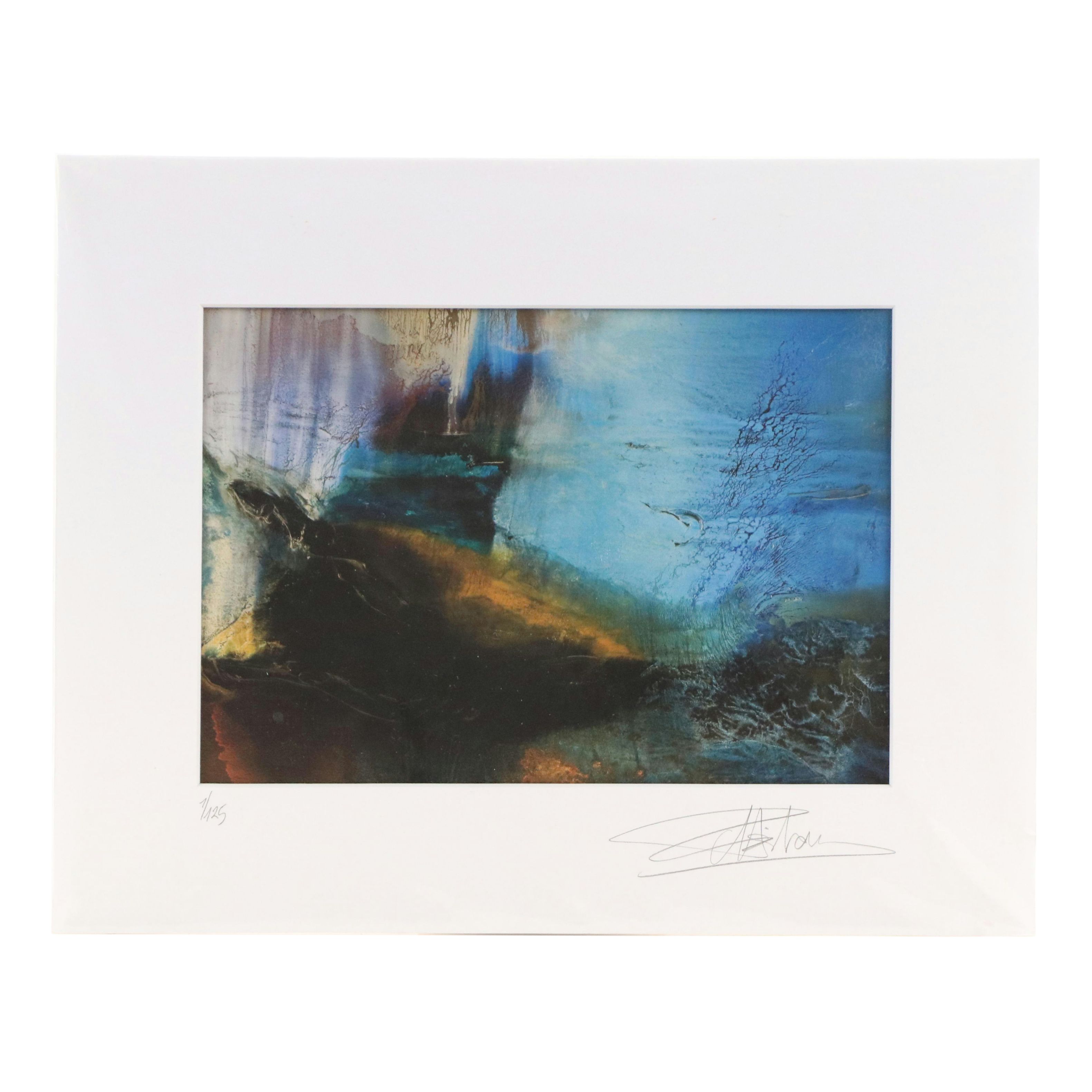 Annette Poitau Giclée of Abstracted Blue Composition, 21st Century