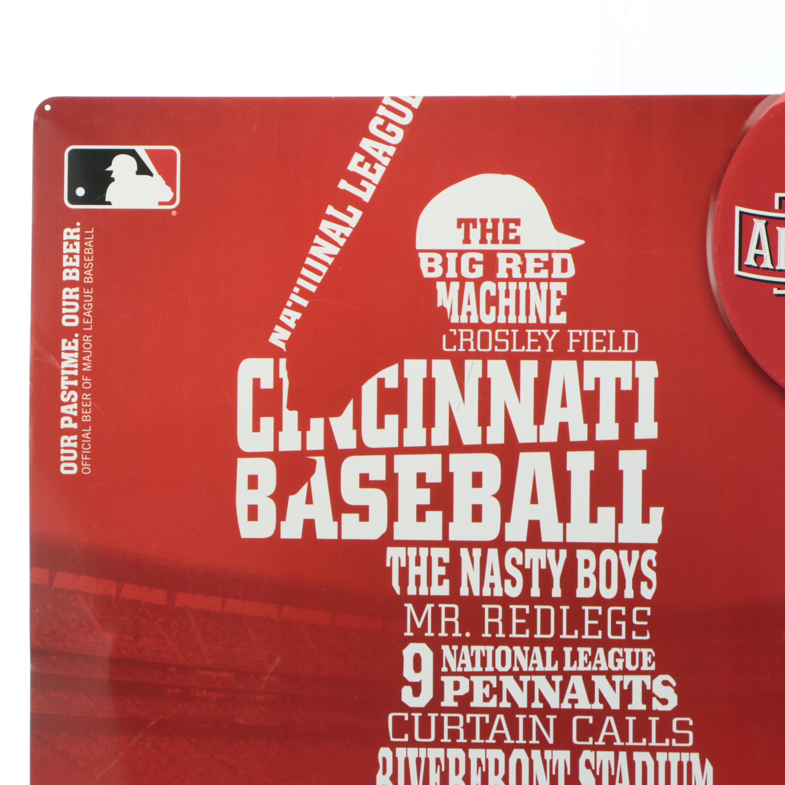 Budweiser Cincinnati Reds Baseball Commemorative Advertising Sign