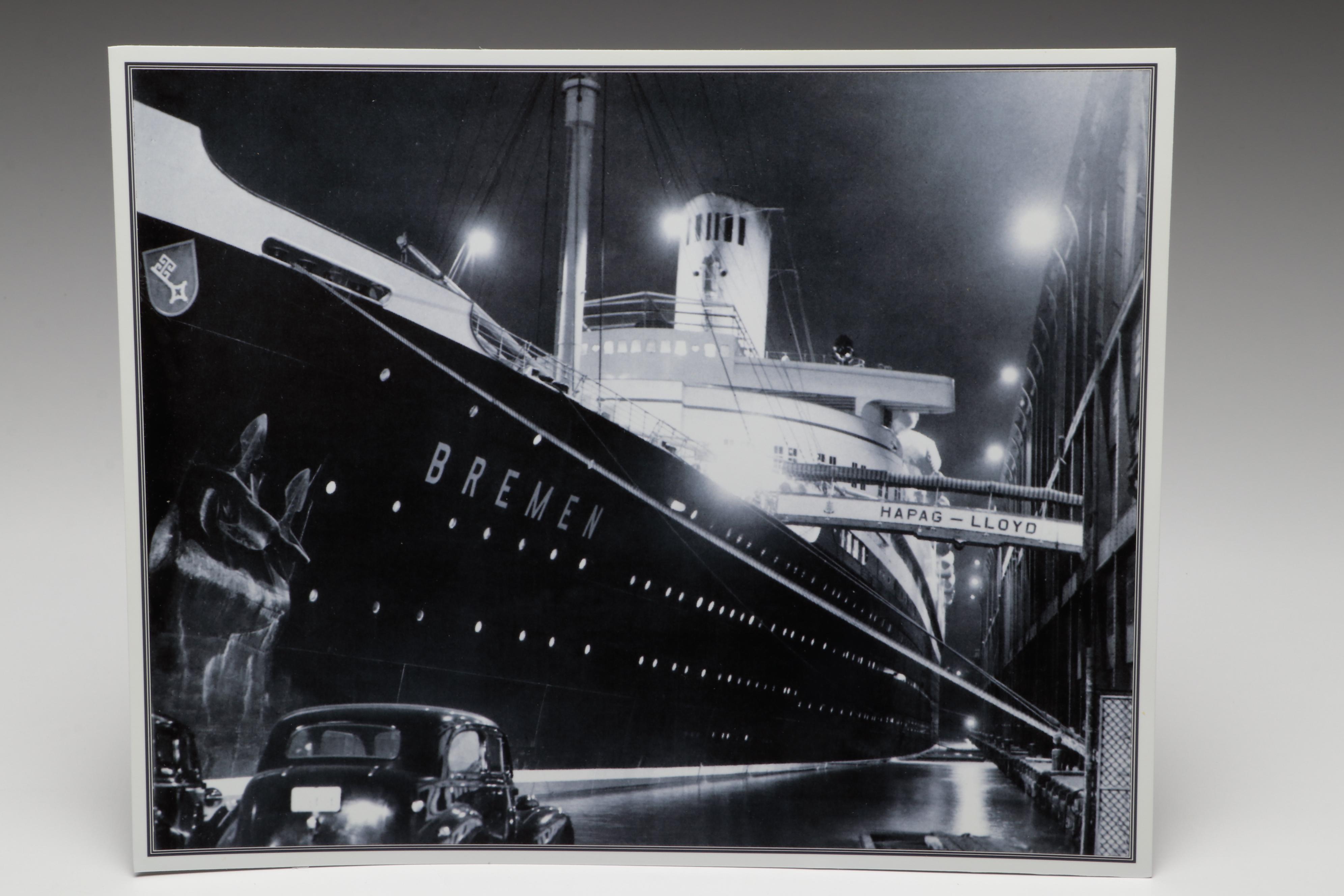 S.S. Bremen Teapot, Creamer, Ribbon and Photo Print