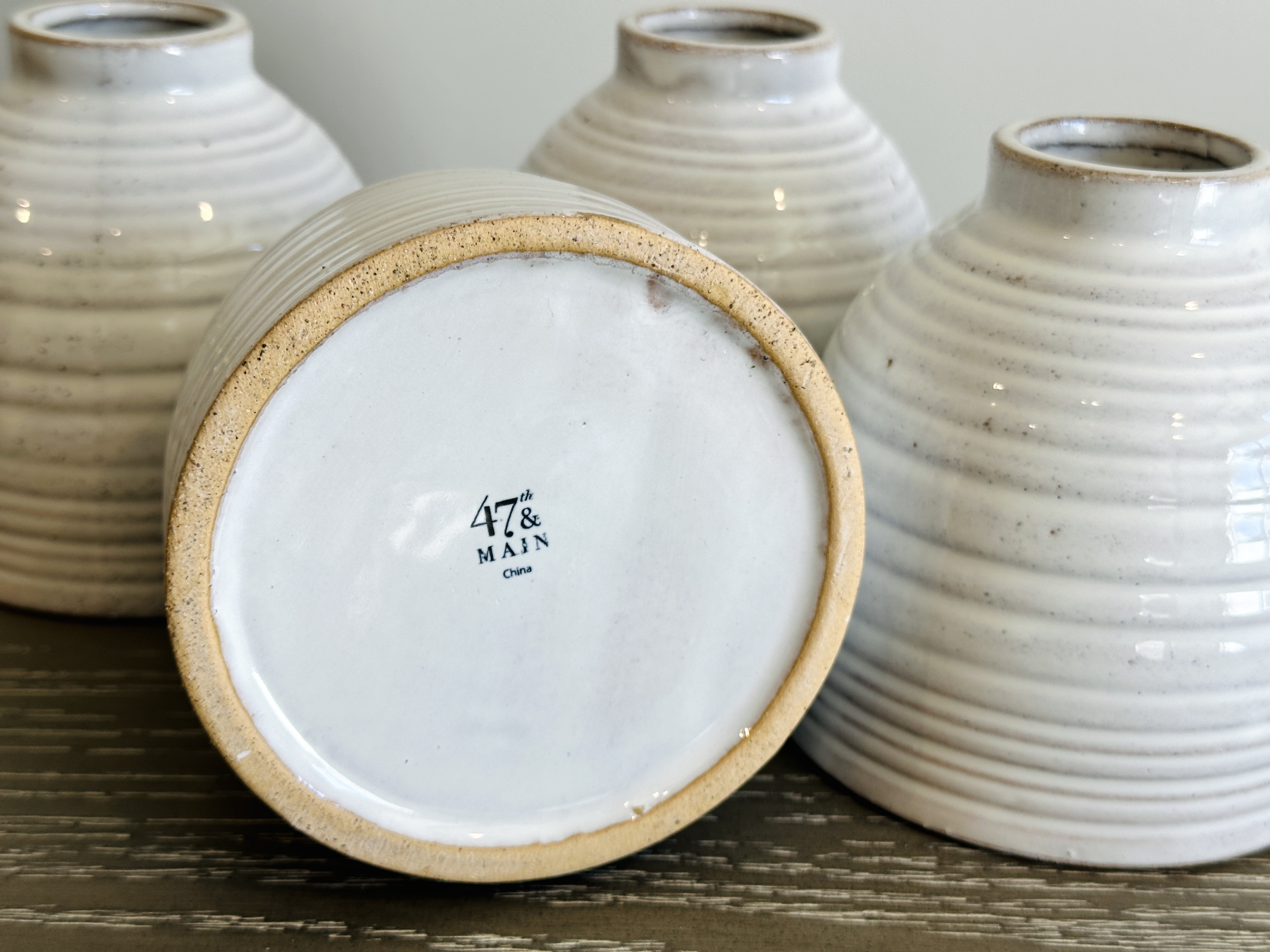 47th & Main Glazed Ceramic Vases with Earthenware Centerpiece Bowl