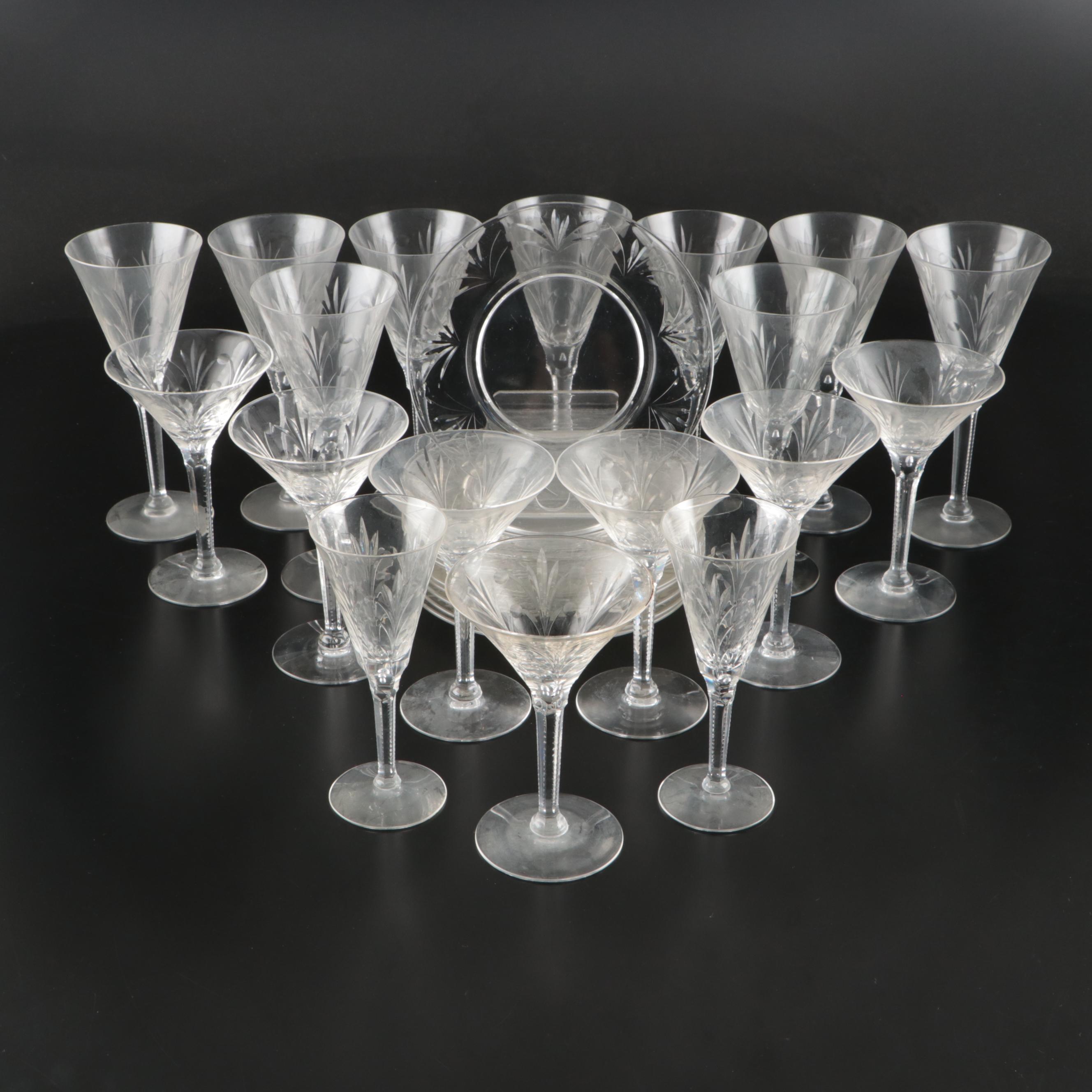 Seneca "Heritage" Cut Crystal Water Goblets and Plates with Other Stemware