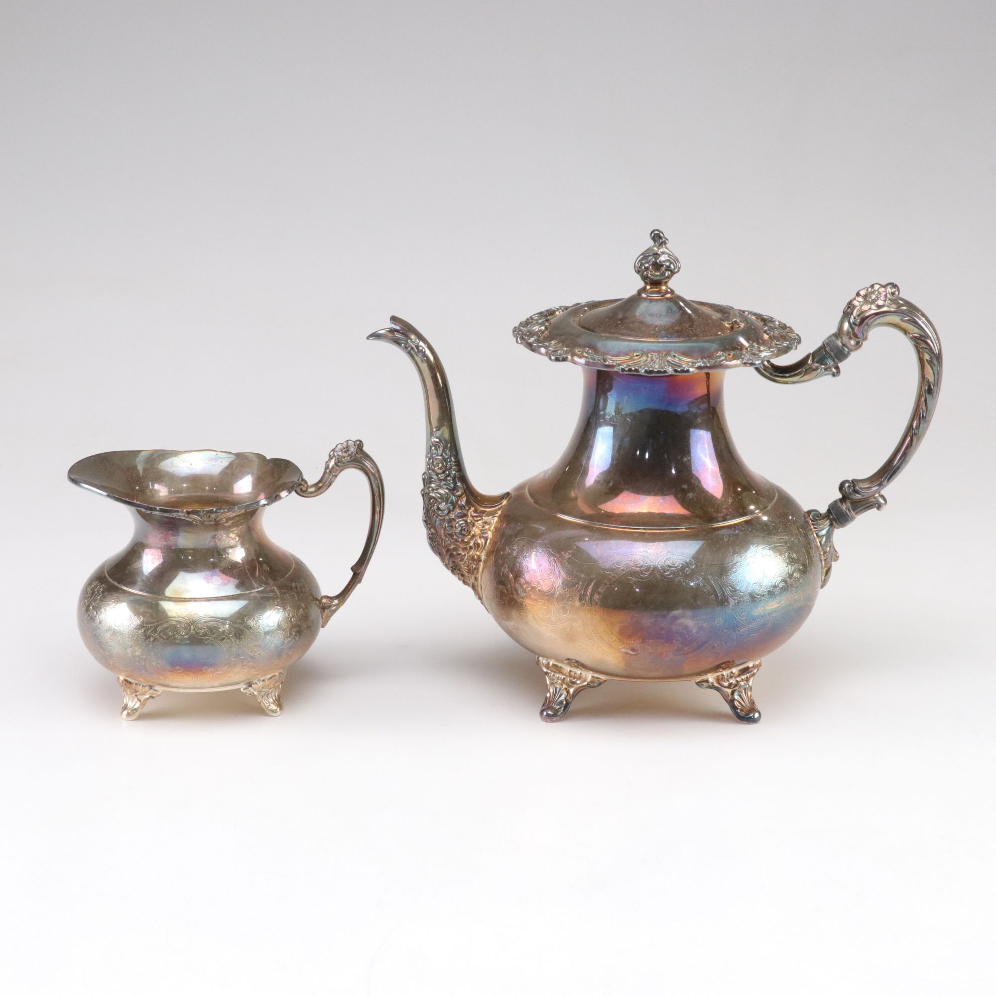 Community Silver Plate Tea Service with Handled Serving Tray