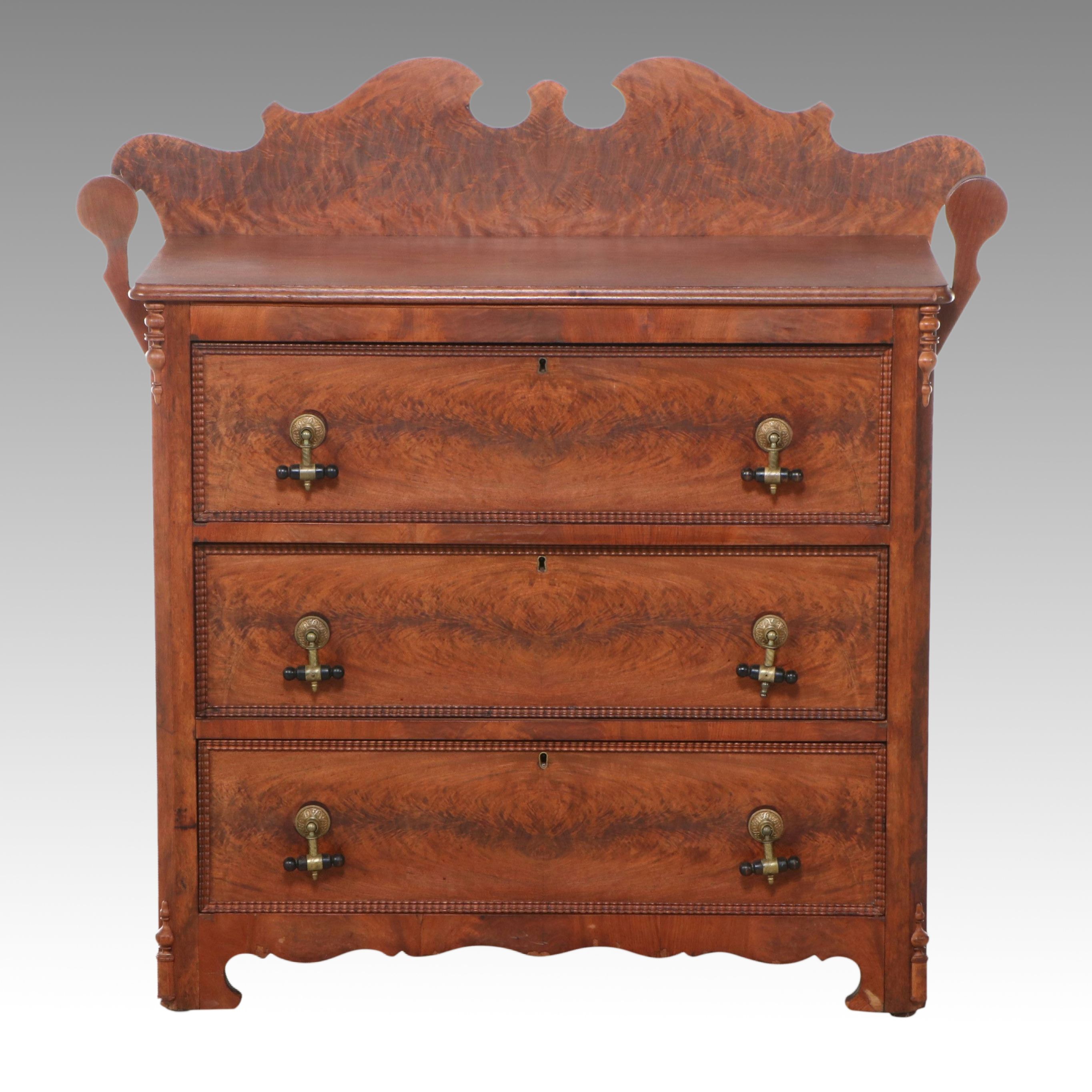 American Empire Style Burl Chest of Drawers, Mid to Late 19th Century
