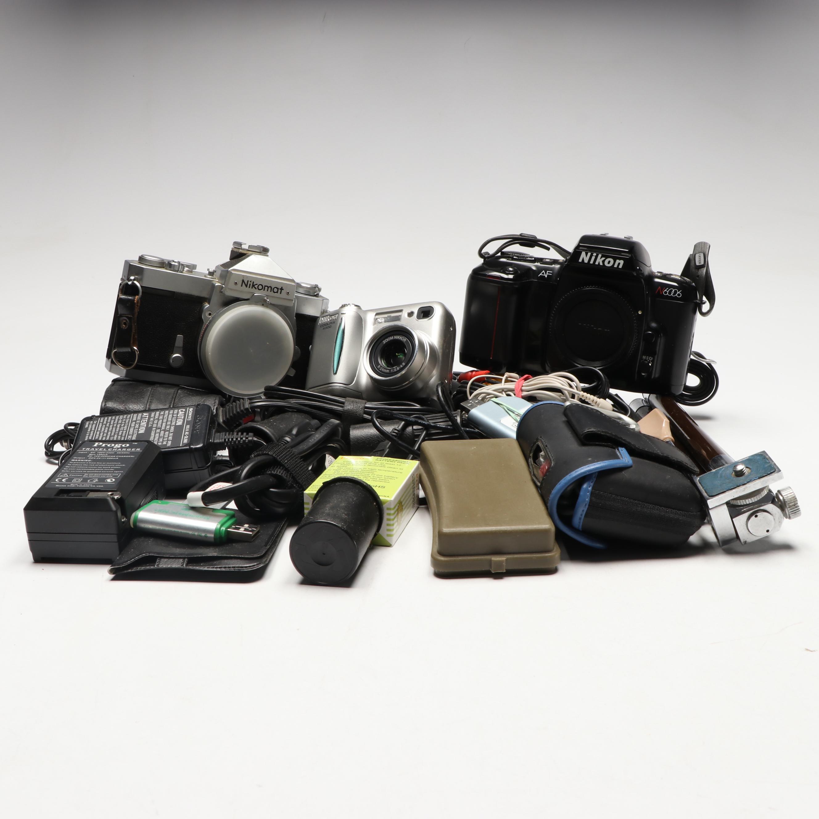 Nikon N6006 Film Camera with Other Cameras and Accessories