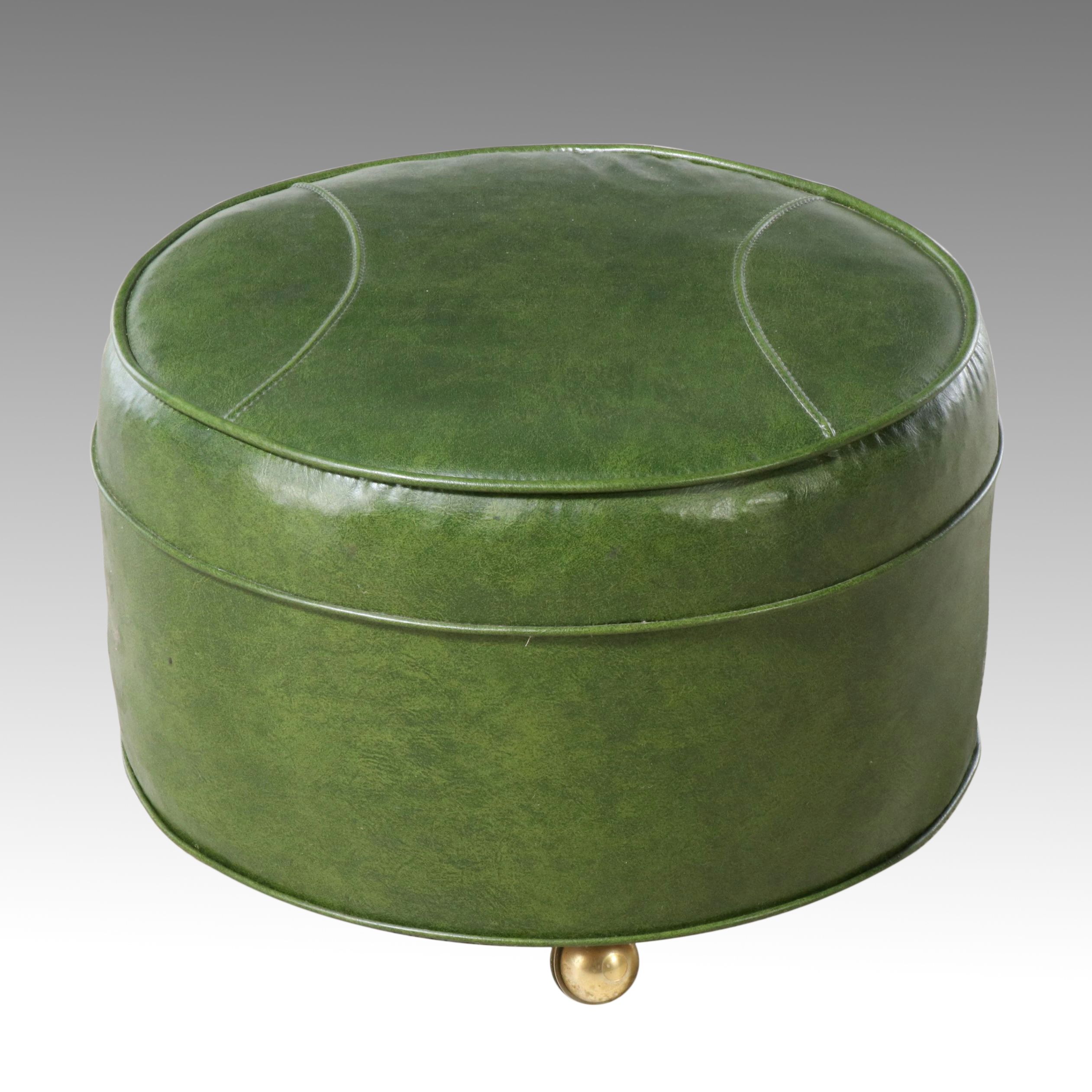Vinyl Ottoman on Ball Casters, Mid to Late 20th Century