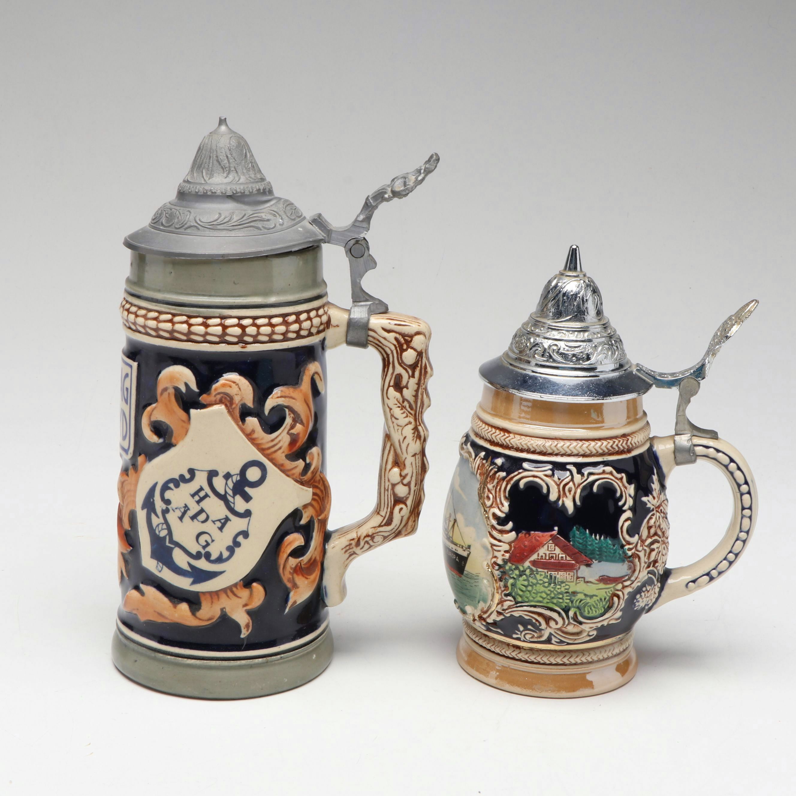 Marzi & Remy S.S. Europa with Other Hapag-Lloyd Beer Stein, Mid-20th Century