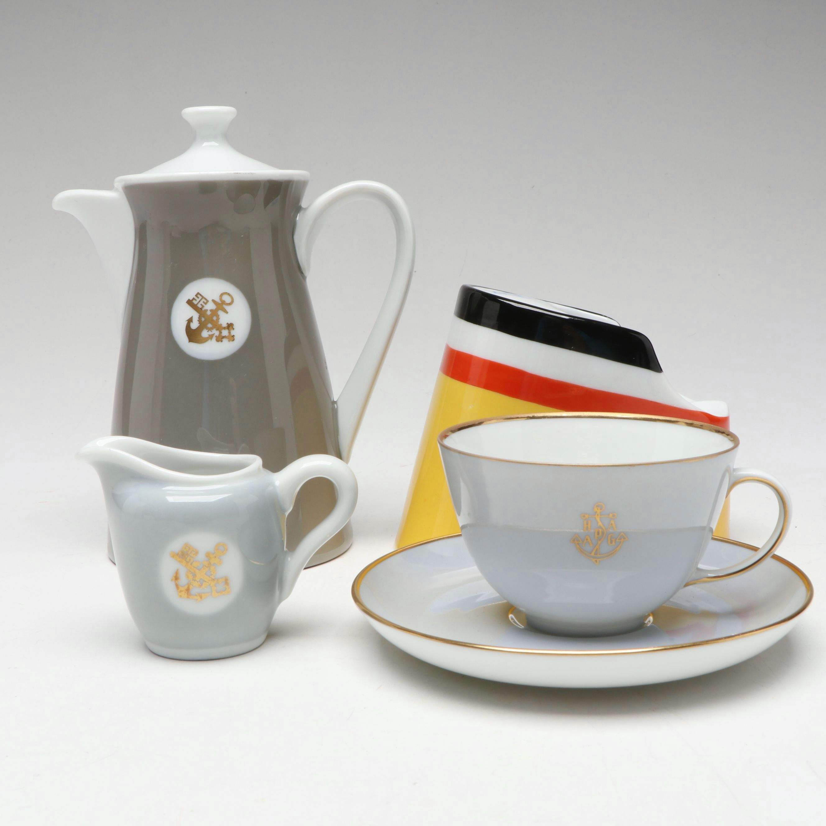 Hapag-Lloyd Steamship Porcelain Coffee Pot, Ashtray, Cup and More