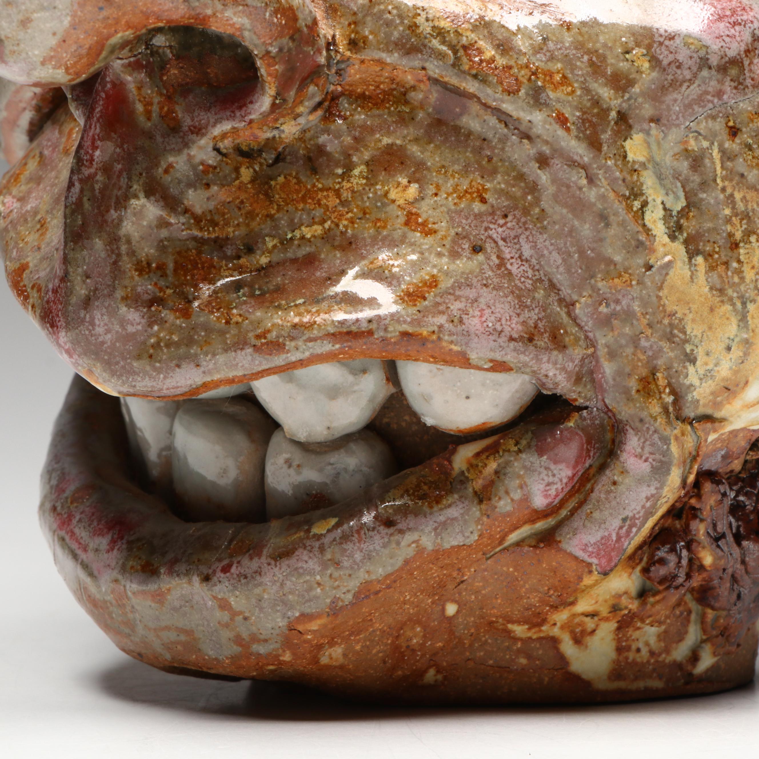 Phelps Pottery Folk Art Stoneware Face Jug