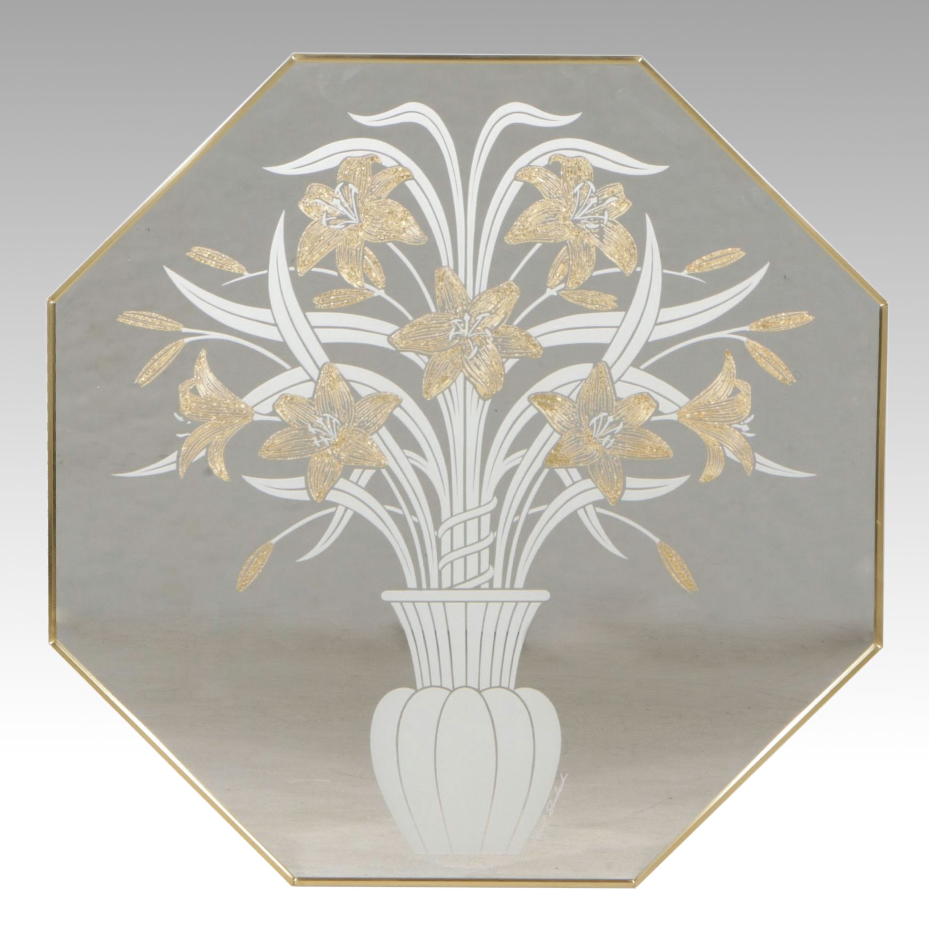 Robert Slimbach Etched & Painted Tiger Lily Wall Mirror for Windsor Art